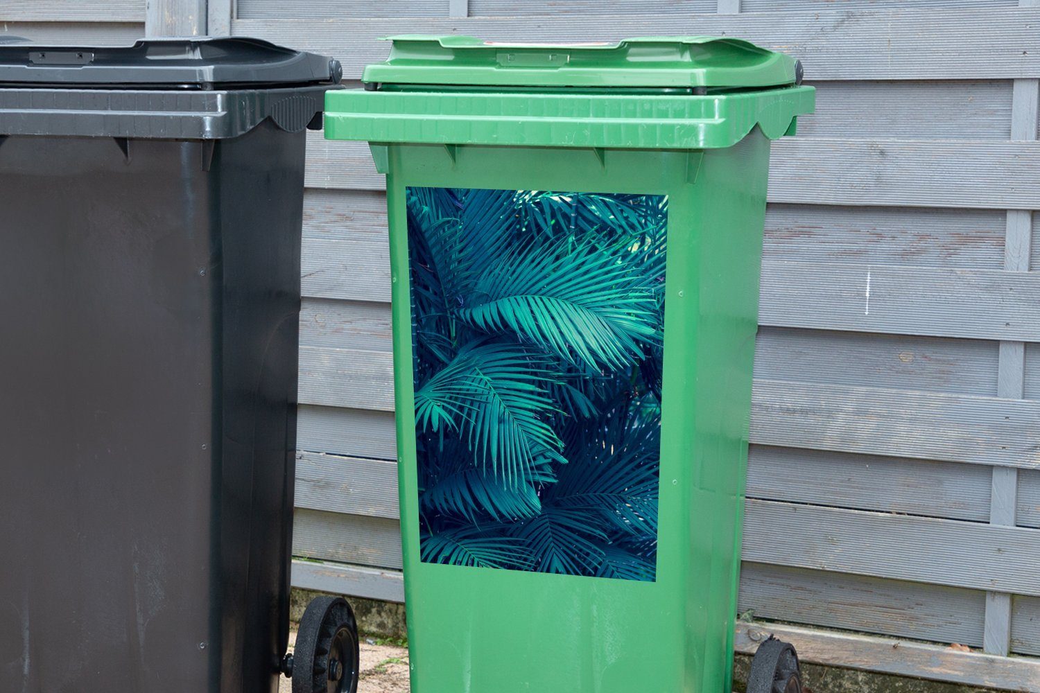 - St), Tropisch Mülltonne, Wandsticker MuchoWow Mülleimer-aufkleber, Container, Dschungel Pflanzen - (1 Abfalbehälter Sticker,