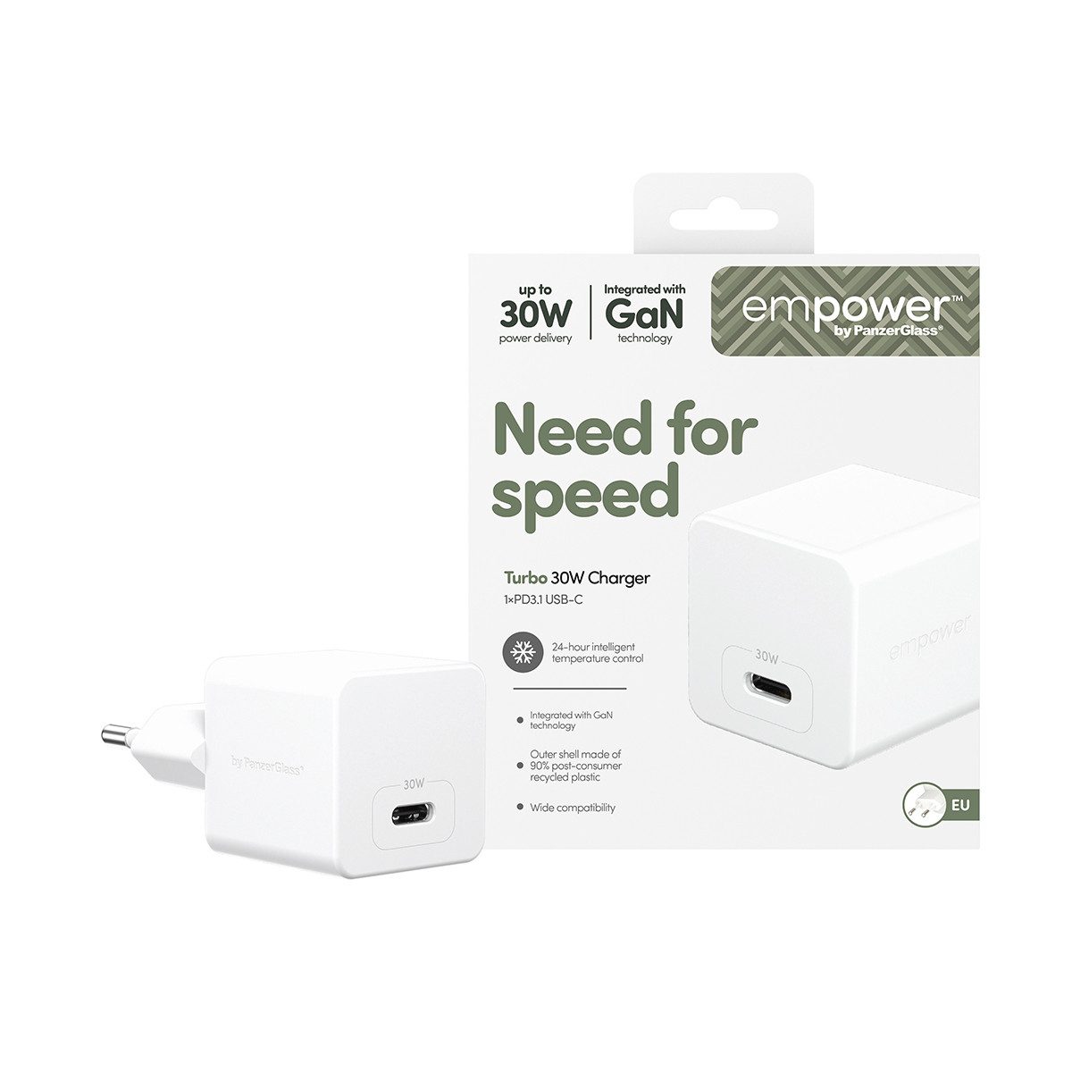 empower by PanzerGlass Turbo 30 W Charger Single USB-C EU-Plug USB-Ladegerät