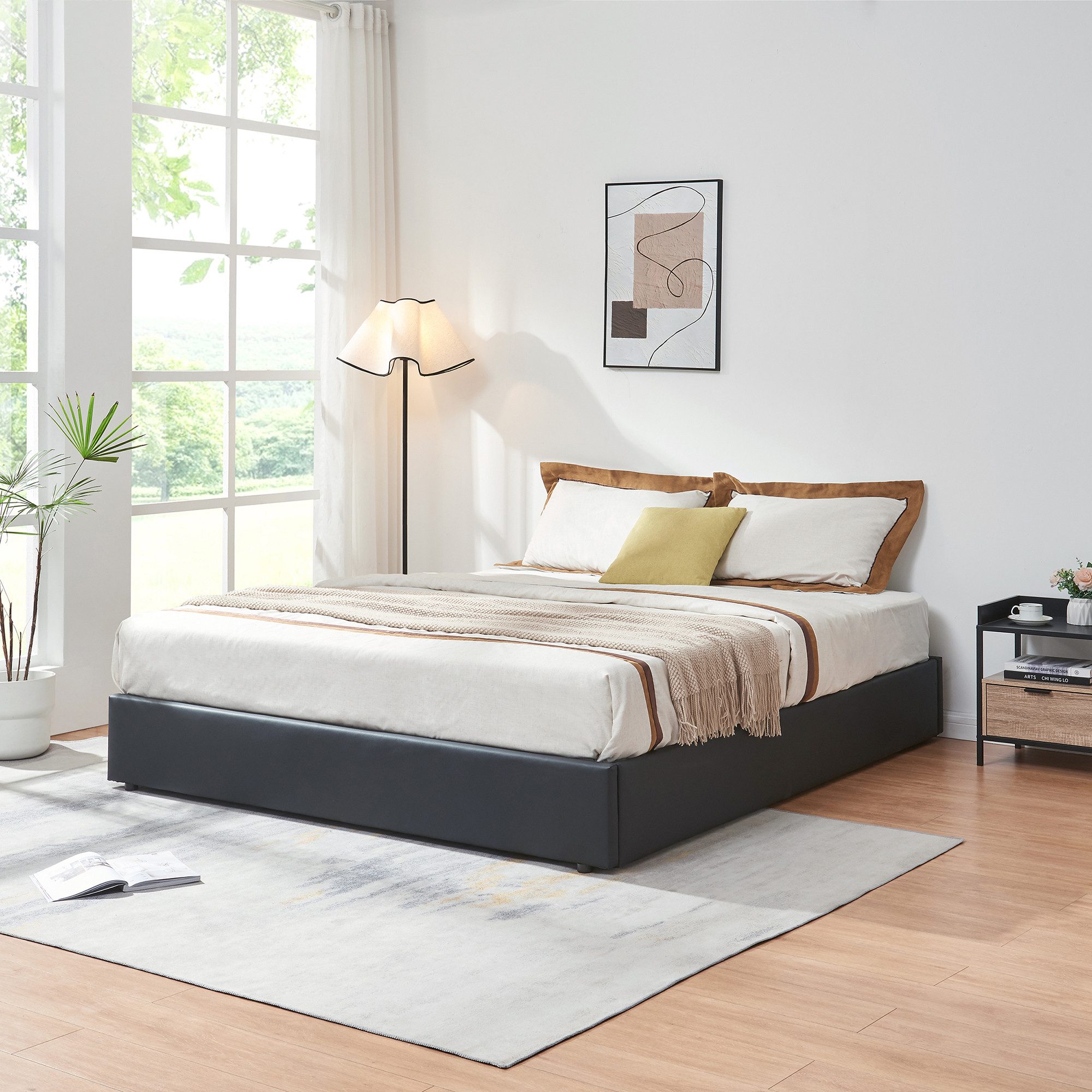 en.casa Polsterbett, »Nola« mit Bettkasten 160x200cm günstig online kaufen