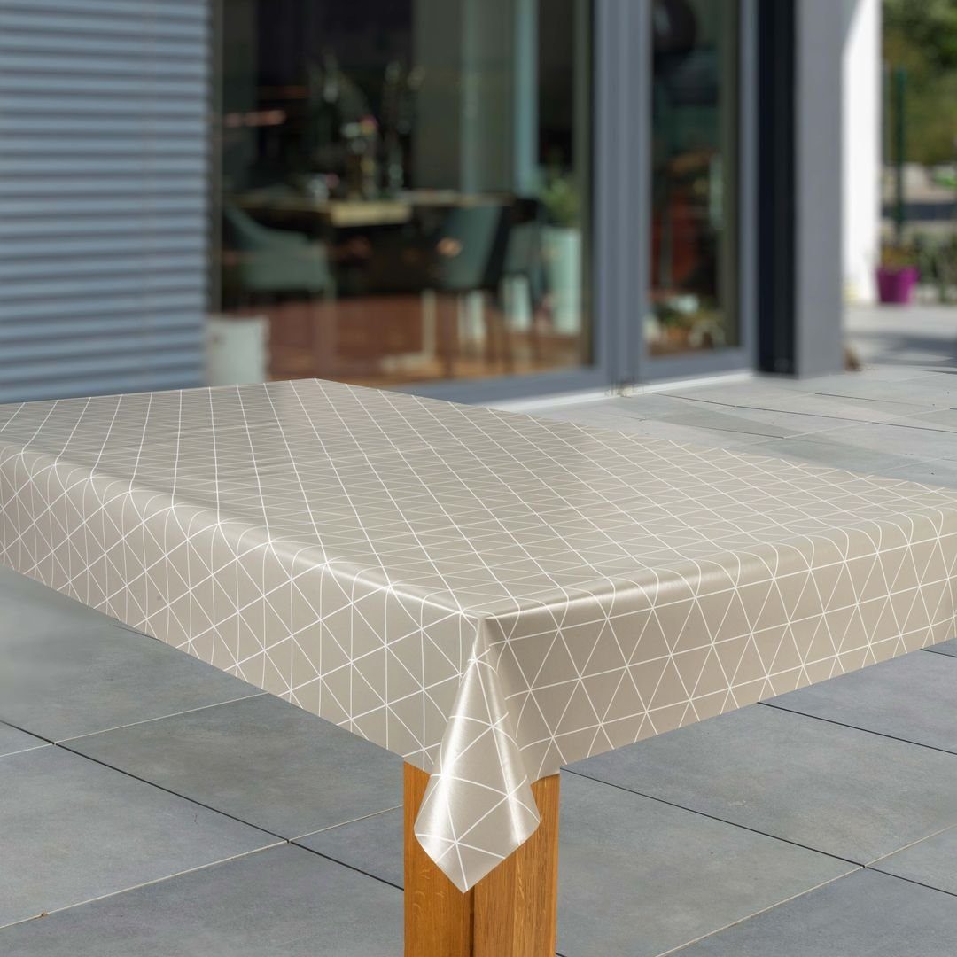 laro Tischdecke Wachstuch-Tischdecken Abwaschbar Prisma grau – weiß rechtec günstig online kaufen