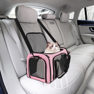 CALIYO Tiertransportbox Hundetransportbox Katzentransportbox, Atmungsaktive und Faltbare bis 6,00 kg, mit Verstellbarem Schultergurt Katzentransportkäfig mit Plüschmatratze