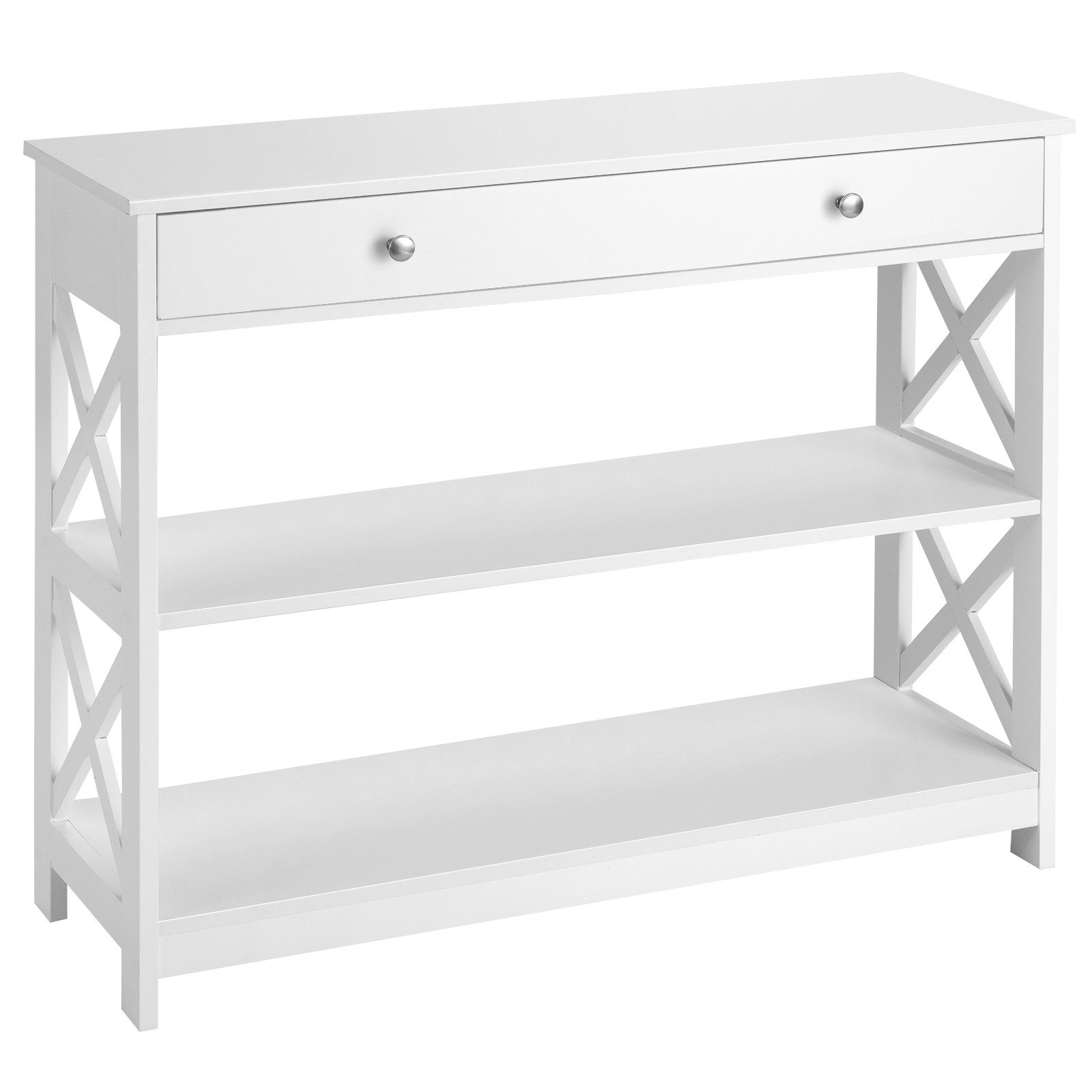 COSTWAY Konsolentisch, 3 Ebenen mit Schublade, Holz, 100 x 30 x 80 cm günstig online kaufen