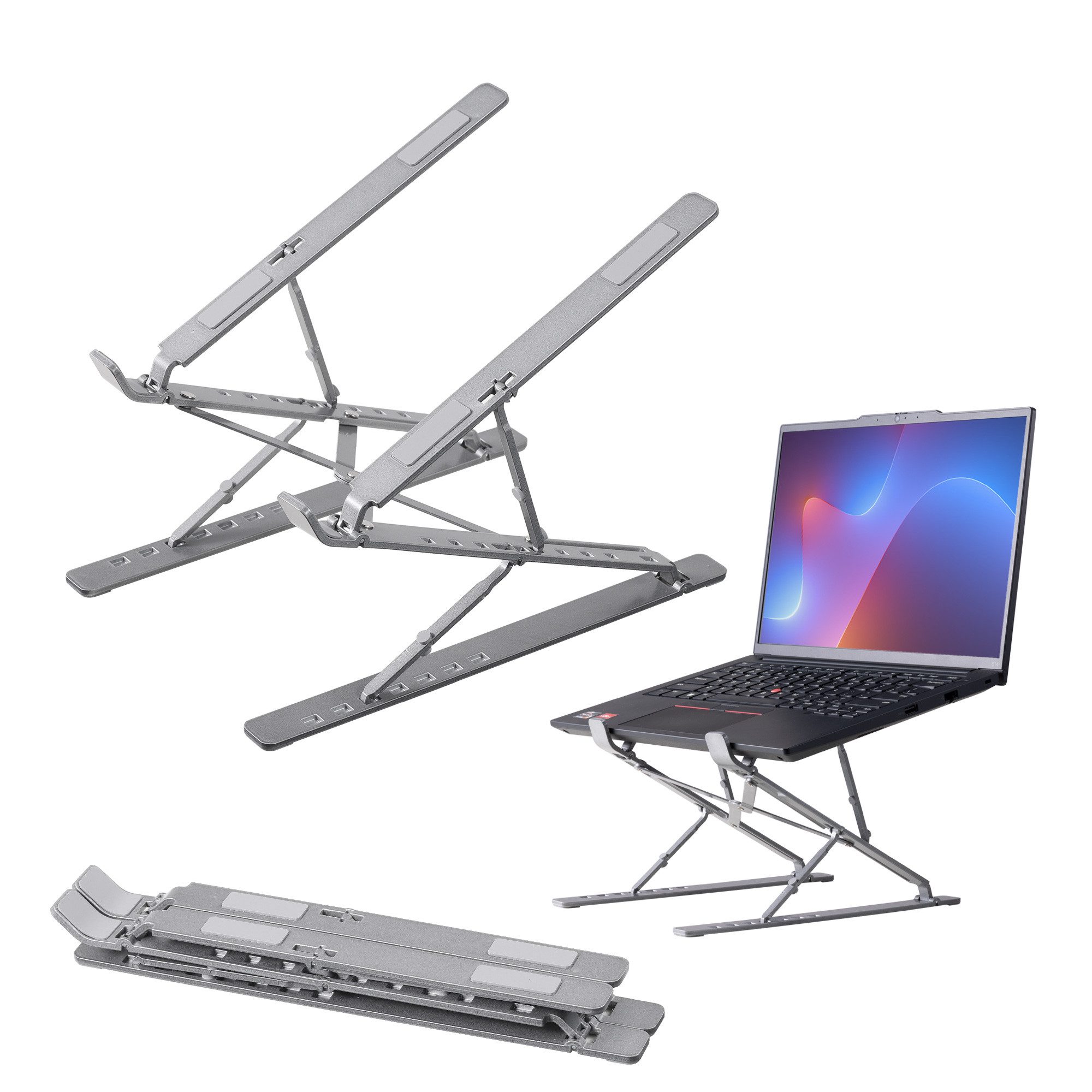 kwmobile Schutz-Set Ständer für PC und Tablet aus Aluminium Notebook Halterung verstellbar, Tablethalterung kompakt portabler Laptop Ständer