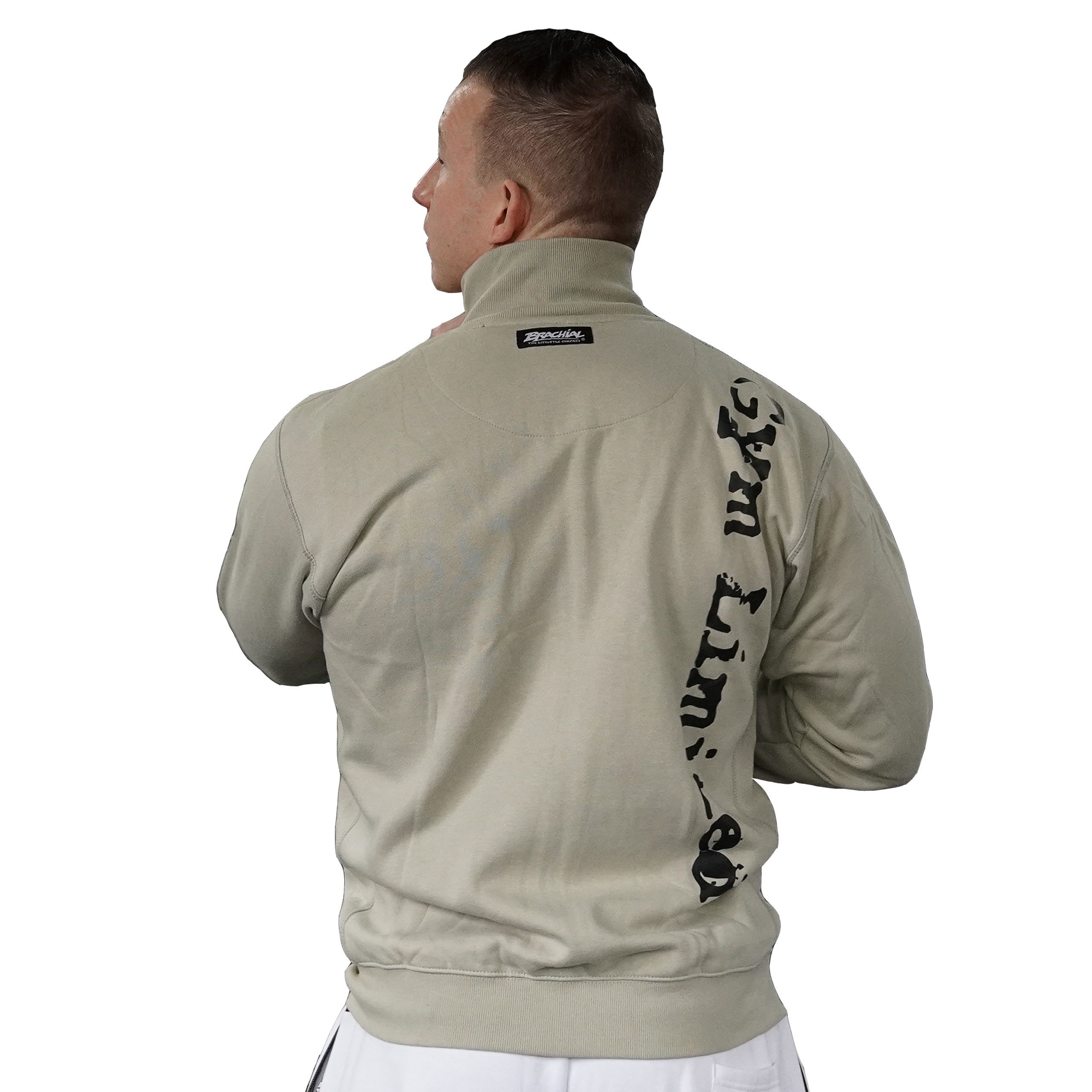 BRACHIAL THE LIFESTYLE COMPANY Trainingsjacke Brachial Zip-Sweater "Gym" hellgrau/schwarz