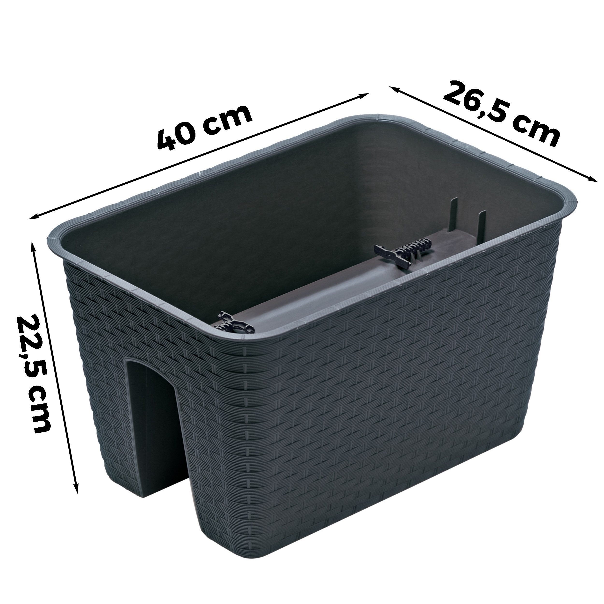 Annastore Balkonkasten Blumenkasten für Geländer und Brüstungen - Pflanzkasten für Geländer, Geländerkasten, Blumentopf, Geländertopf