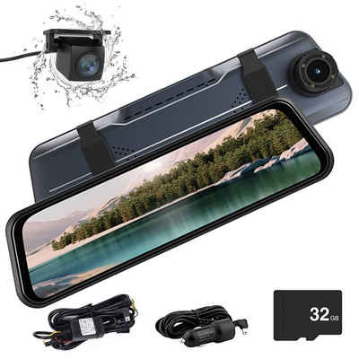 XIIW »Spiegel Dashcam 10 Zoll Touch Screen Full HD1080P« Dashcam (HD, Weitwinkel Frontkamera, Wasserdichte Ruckfahrkamera, Auto Kamera mit Notrufaufzeichnung, Reverse Monitor System)
