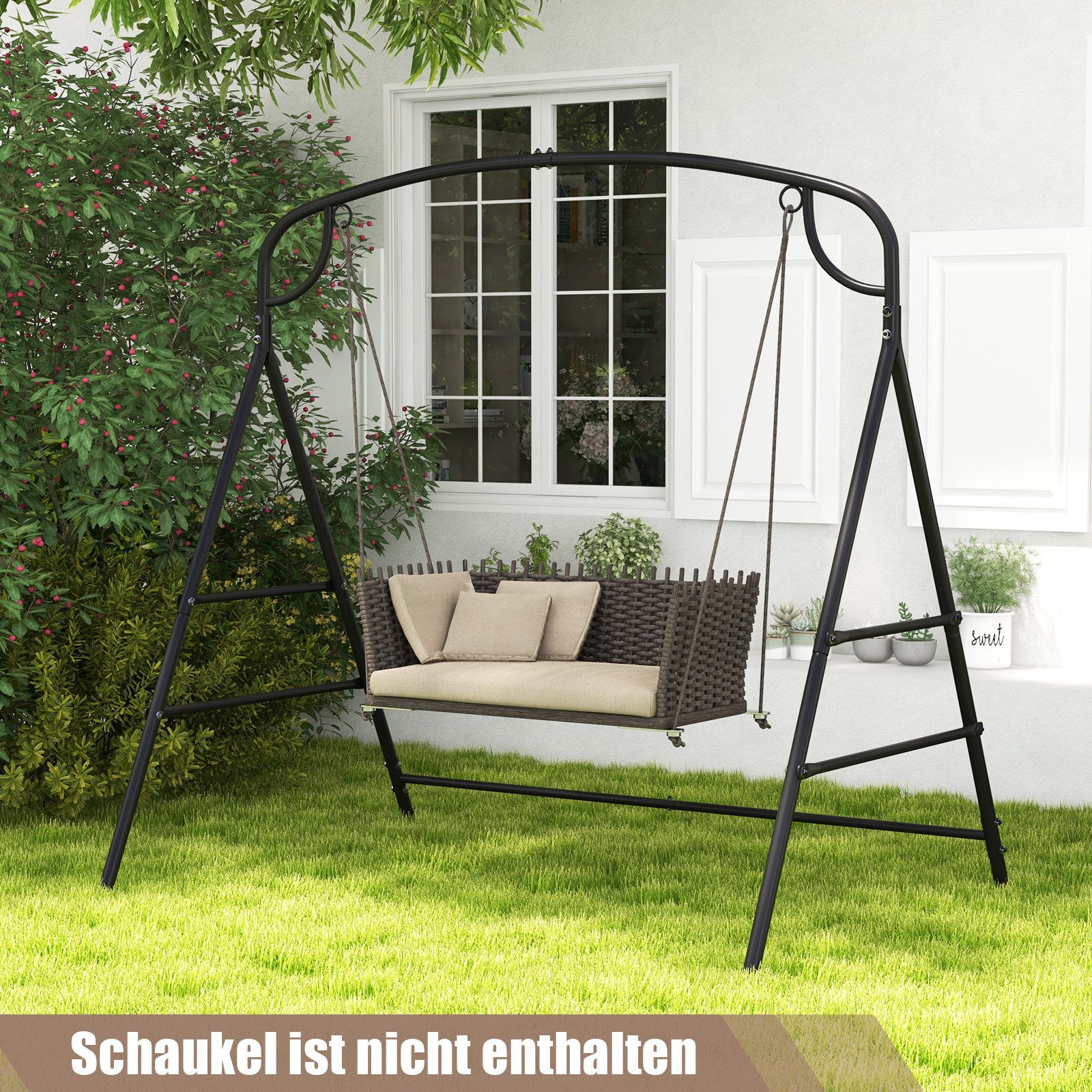 COSTWAY Schaukelgestell, Schaukelgerüst aus Metall, bis 300 kg