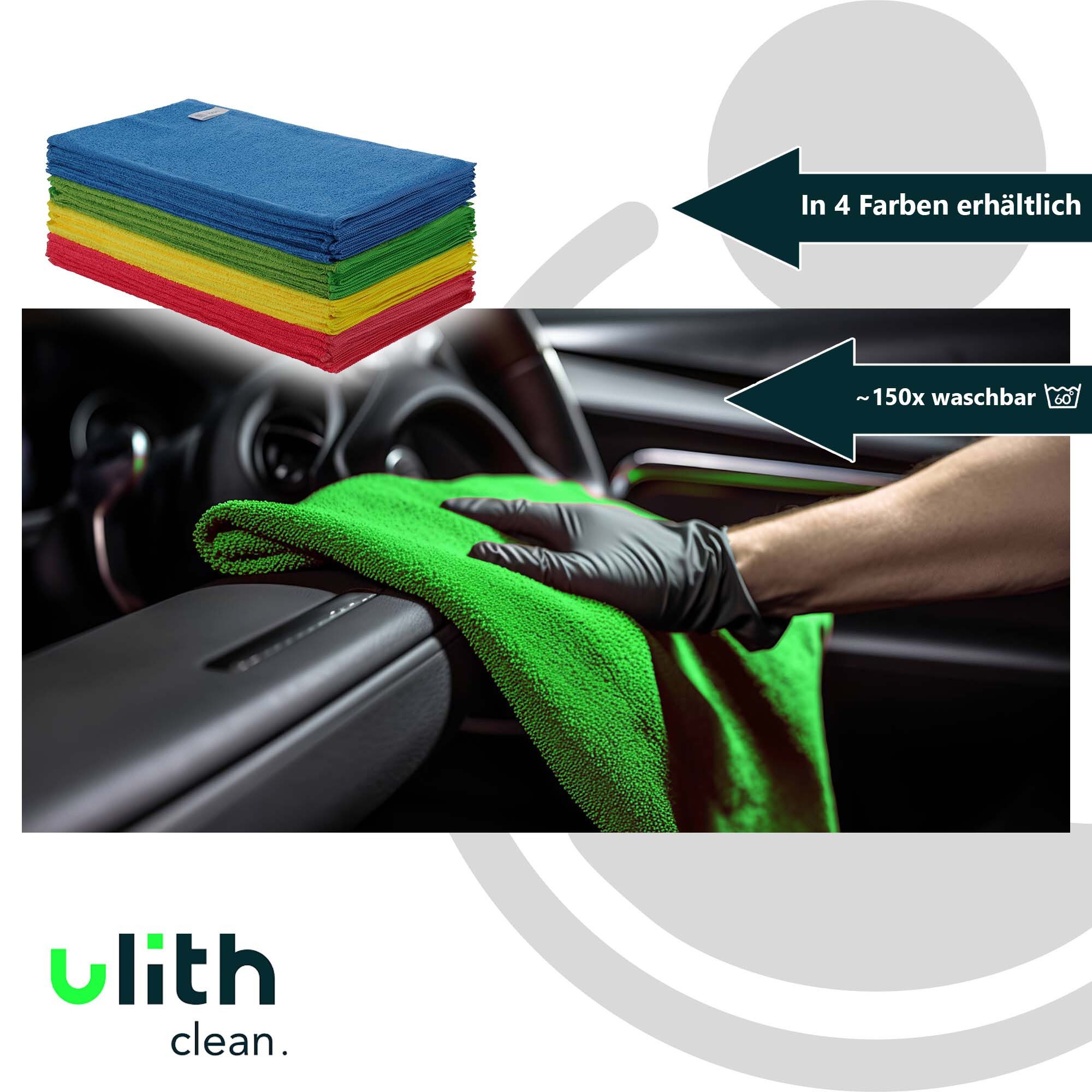 Ulith Clean-Profi Microfasertuch (10 Stück), 40 x 40 cm, Gelb, 300 GSM Mikrofasertuch (gelb)