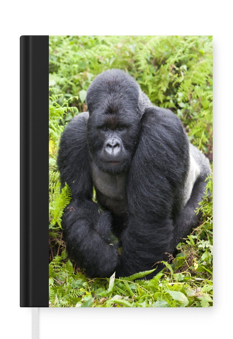MuchoWow Notizbuch Ein Gorilla spaziert Merkzettel, durch grünen Notizheft, Haushaltsbuch Blätter, Journal, Tagebuch, A5, die Seiten, 98