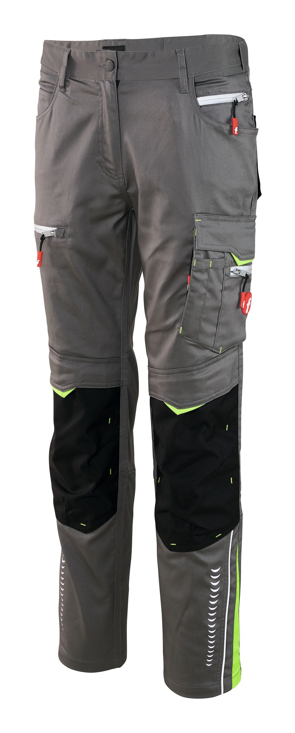 fortis Arbeitsbundhose Damen-Bundhose Flex grau/schwarz/lime