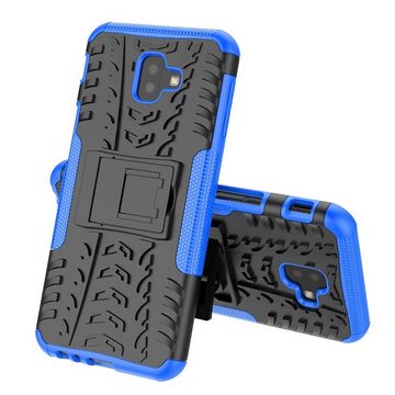 CoolGadget Handyhülle Blau als 2in1 Schutz Cover Set für das Samsung Galaxy J6 Plus 6 Zoll, 2x Glas Display Schutz Folie + 1x TPU Case Hülle für Galaxy J6 Plus