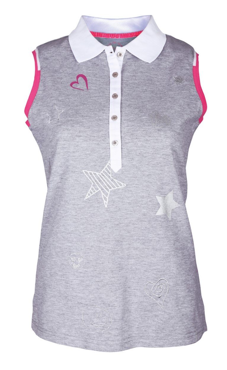 girls golf Poloshirt Girls Golf Polo "Star Love'' Sleeveless Grau Damen S