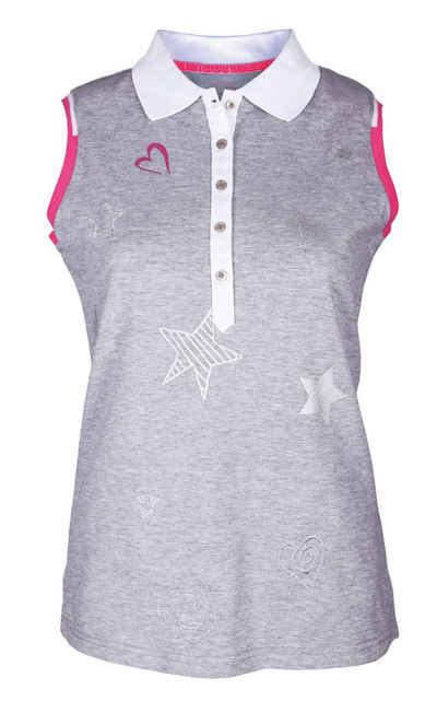 girls golf Poloshirt Girls Golf Polo "Star Love'' Sleeveless Grau Damen L