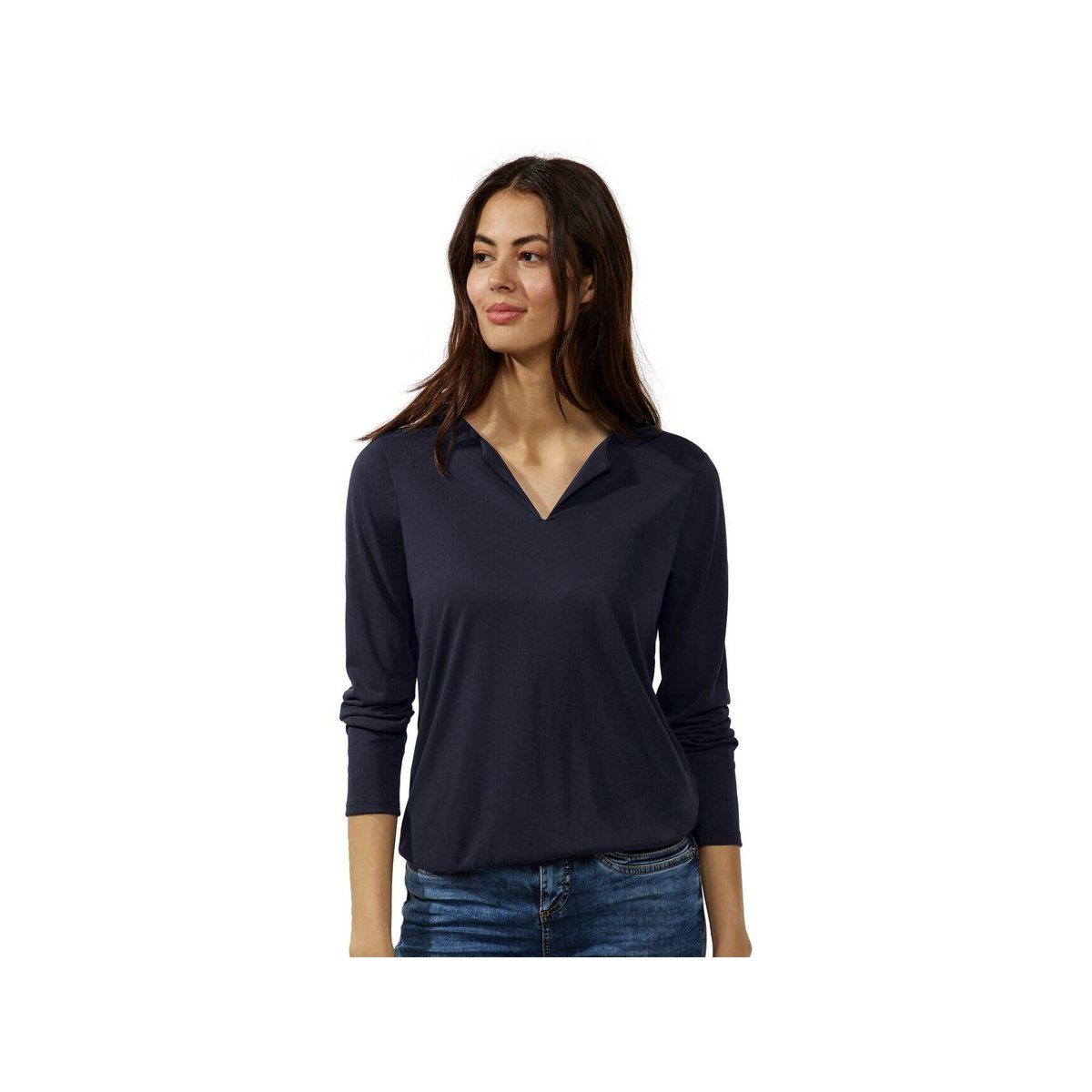 STREET ONE Rundhalsshirt (1-tlg) blau blue deep