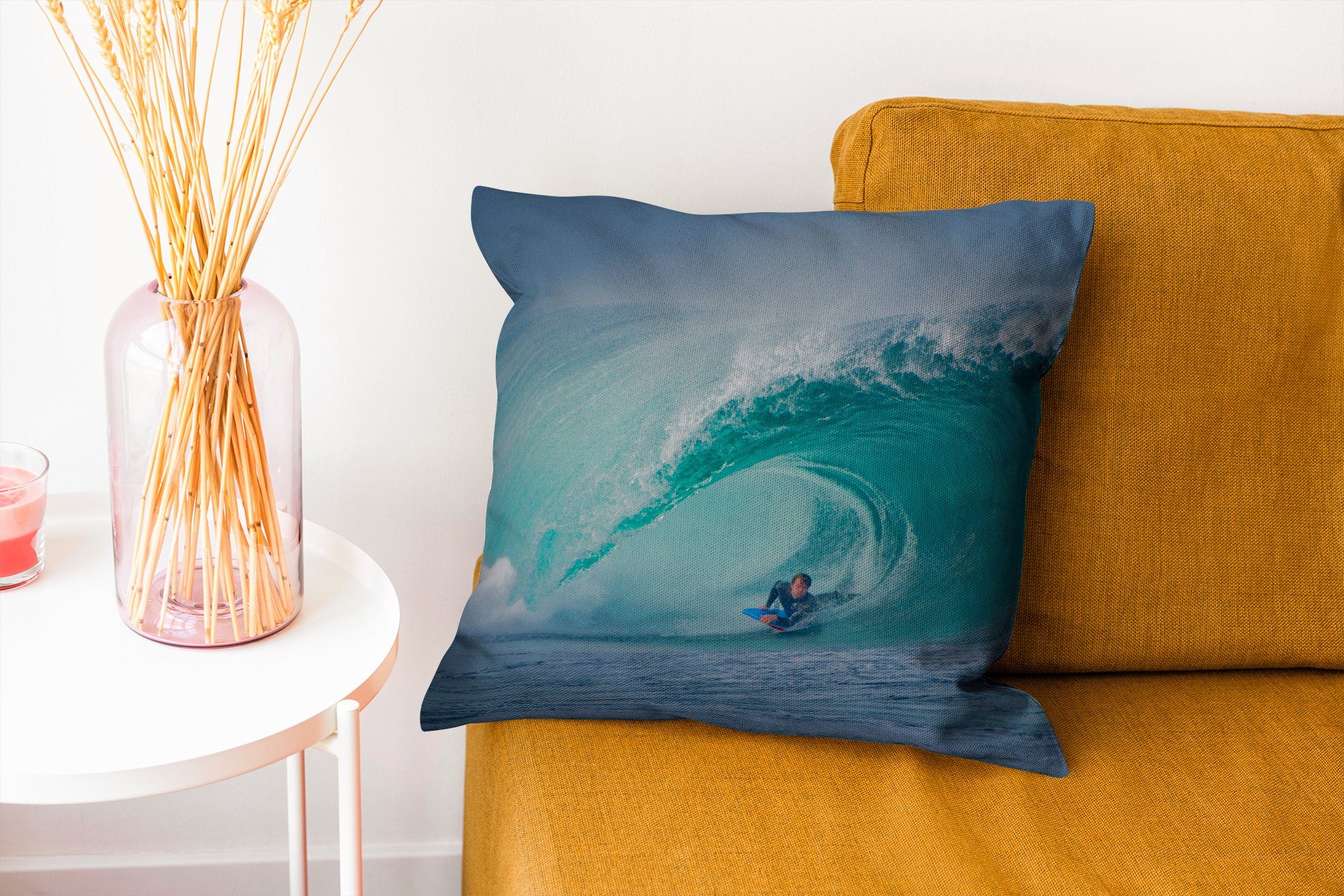 Füllung Welle, Surfer Sofakissen Zierkissen in Wohzimmer, Dekokissen Deko, für mit großer Schlafzimmer, MuchoWow