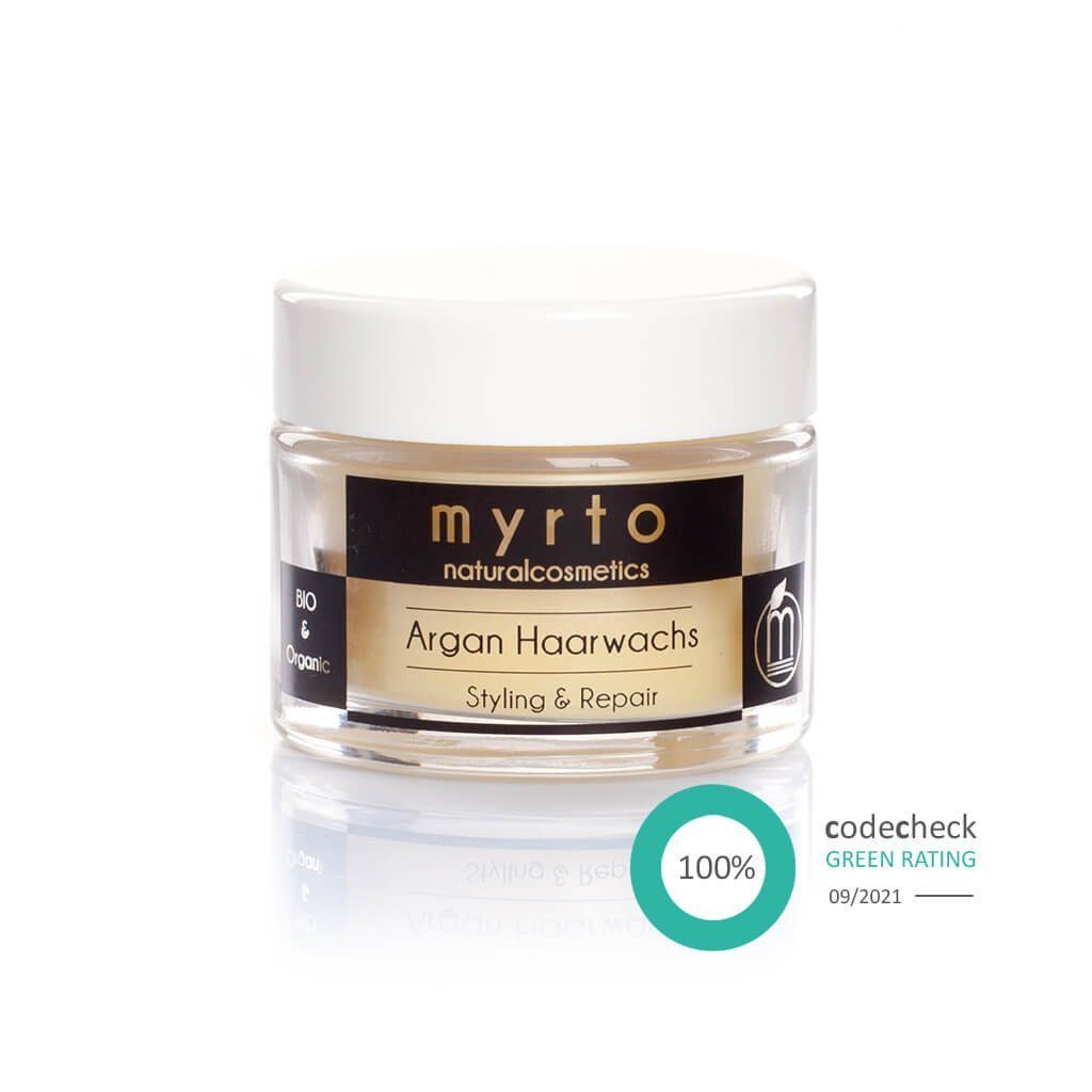 myrto Naturkosmetik Haarbalsam Bio bei glättender Repair, für und Argan Ring) EMPFEHLENSWERT Finisher Haarwachs (Grüner - Styling Codecheck: Bestbewertung 100% vegan