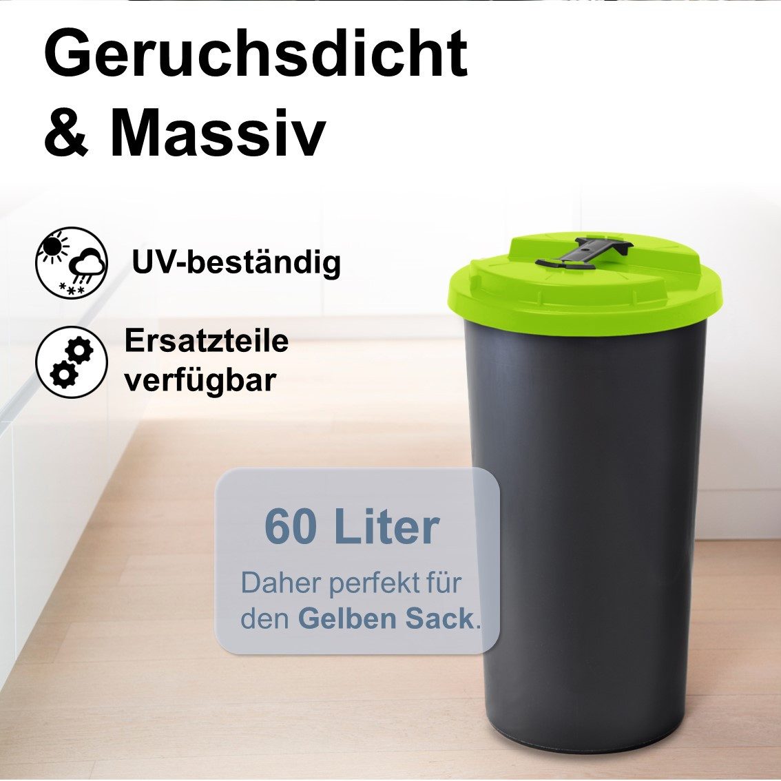 KUEFA Müllsackständer BSC 60L Mülleimer Gelber Sack, inkl. Klemm-Ring, UV-beständig