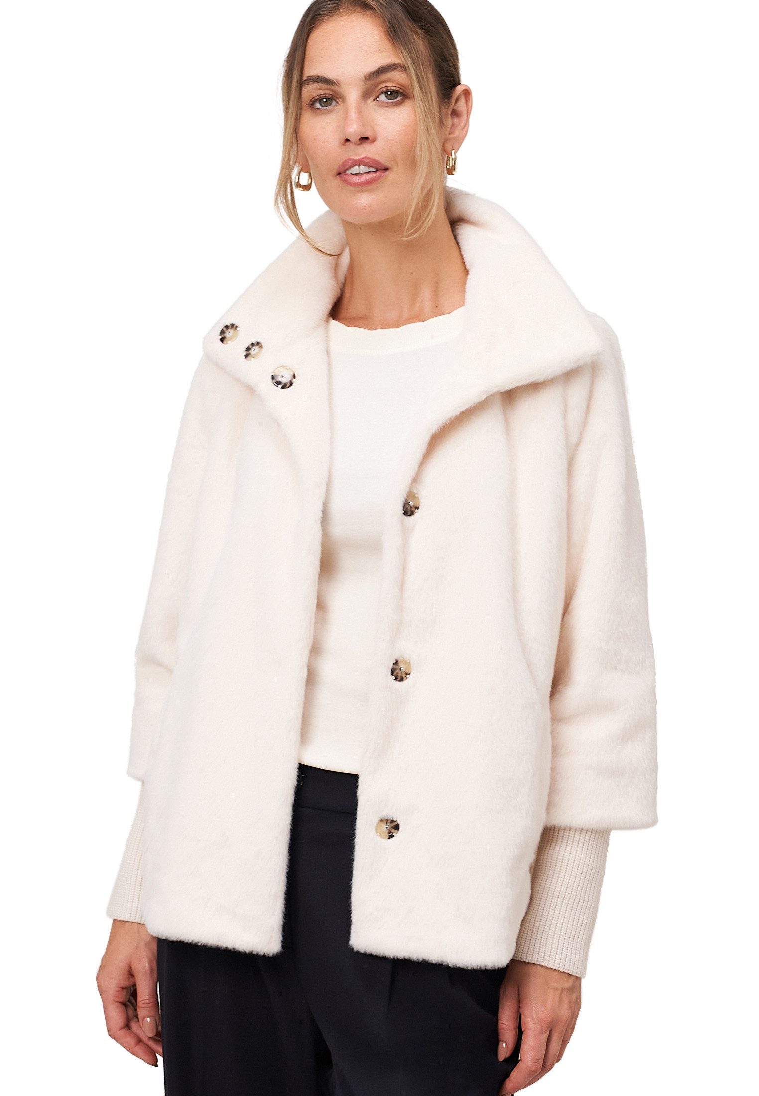 Zero Fellimitatjacke Damen mit Stehkragen