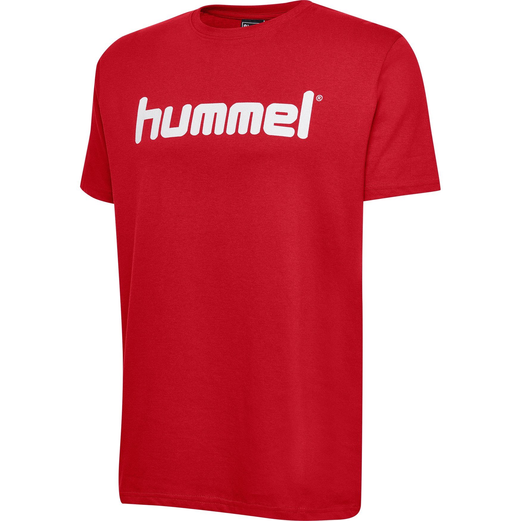 aus Logo hummel T-Shirt Kurzarm Rot 5125 Sport HMLGO Shirt Baumwolle T-Shirt Rundhals in