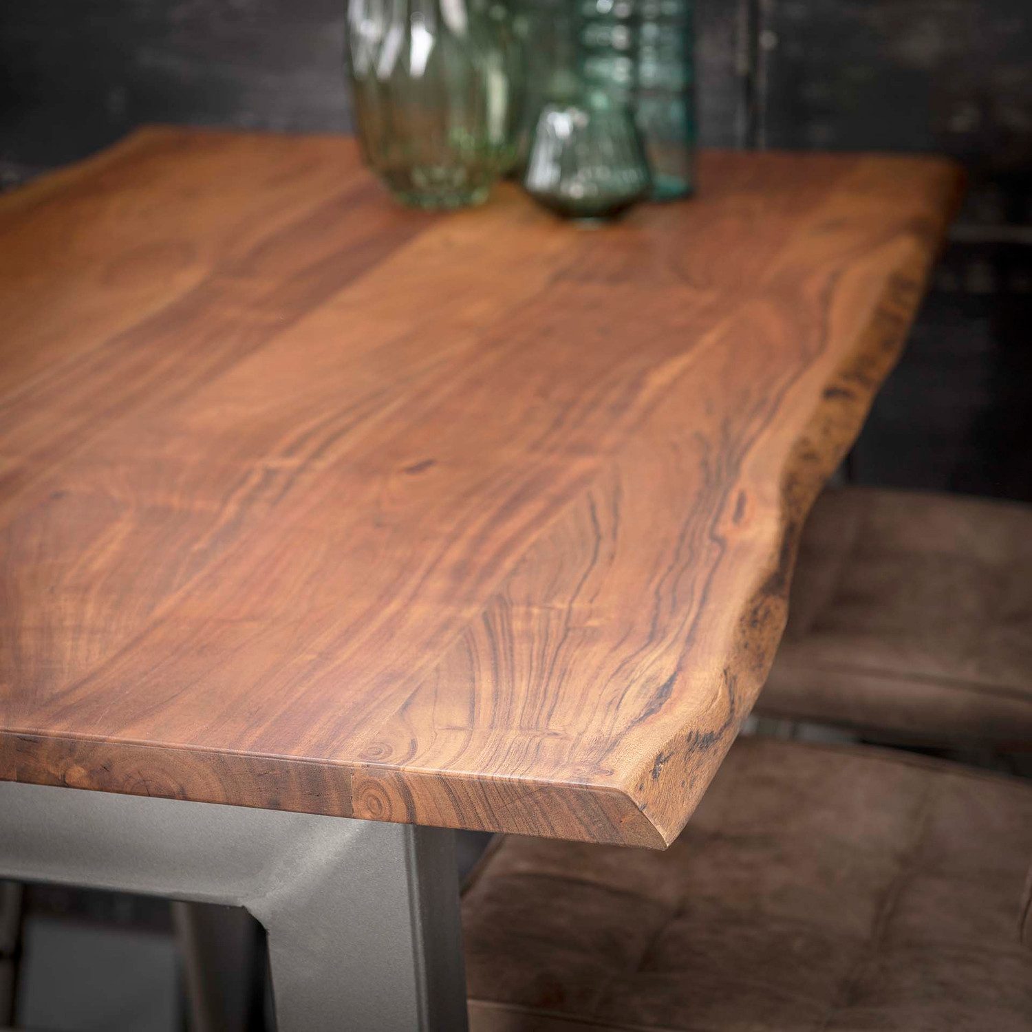 Maison ESTO Bartisch Hochtisch WOOD mit Baumkante aus Akazienholz 147 x 80 cm Stehtisch, Höhe: 92 cm
