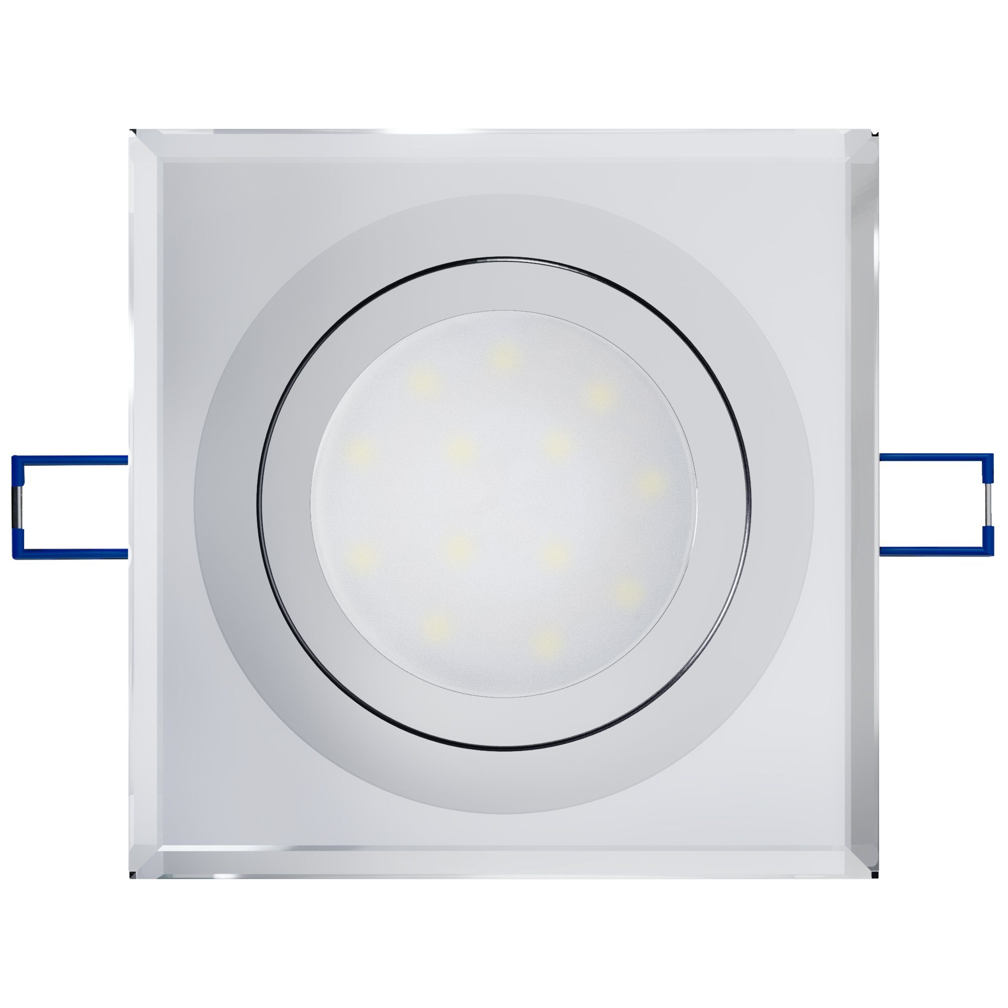 Flacher LED Warmweiß schwenkbar 230V, Einbauspot Glas LED Einbaustrahler SSC-LUXon Modul quadratisch mit LED