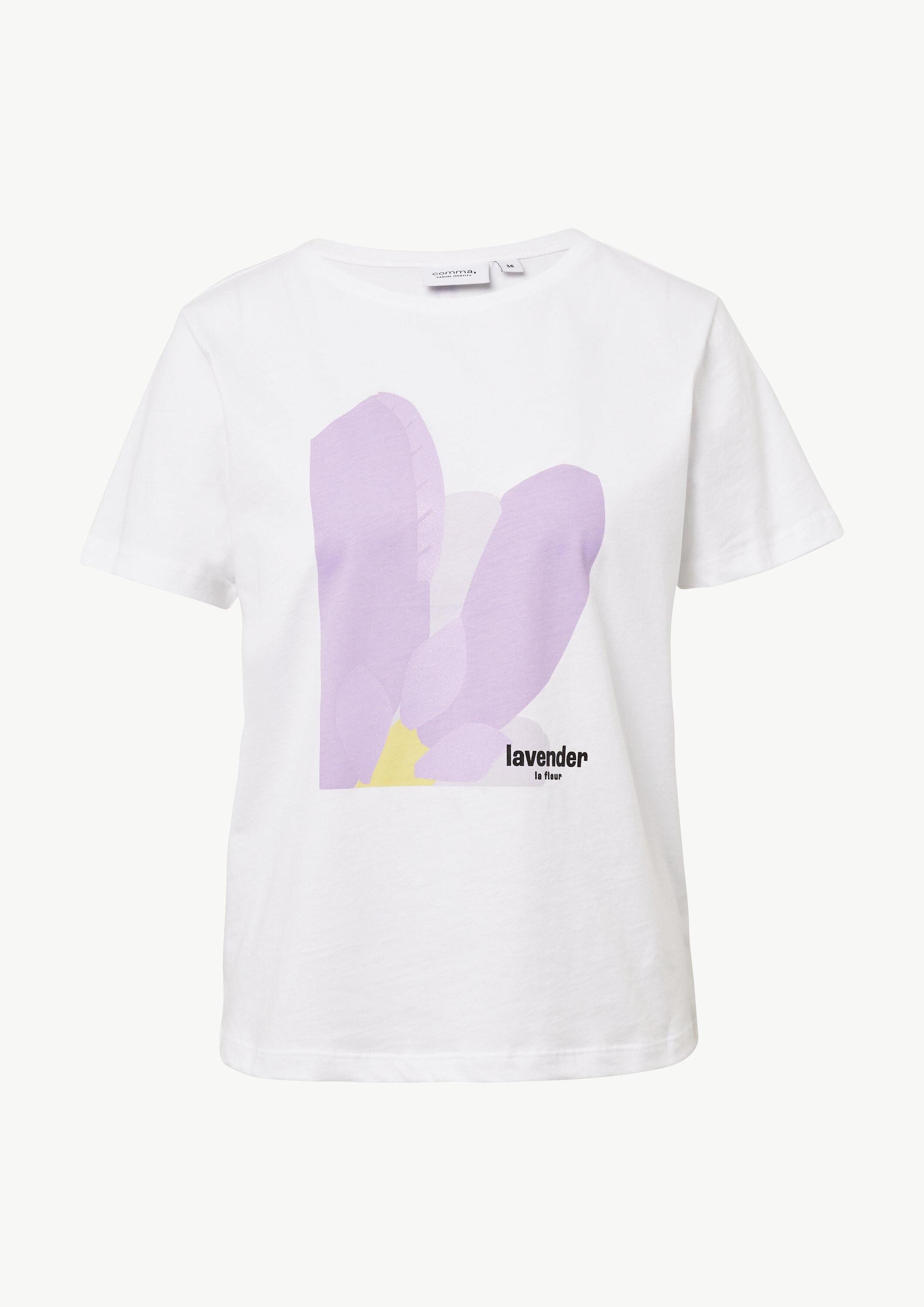 comma Kurzarmshirt T-Shirt Baumwoll-T-Shirt mit Frontprint