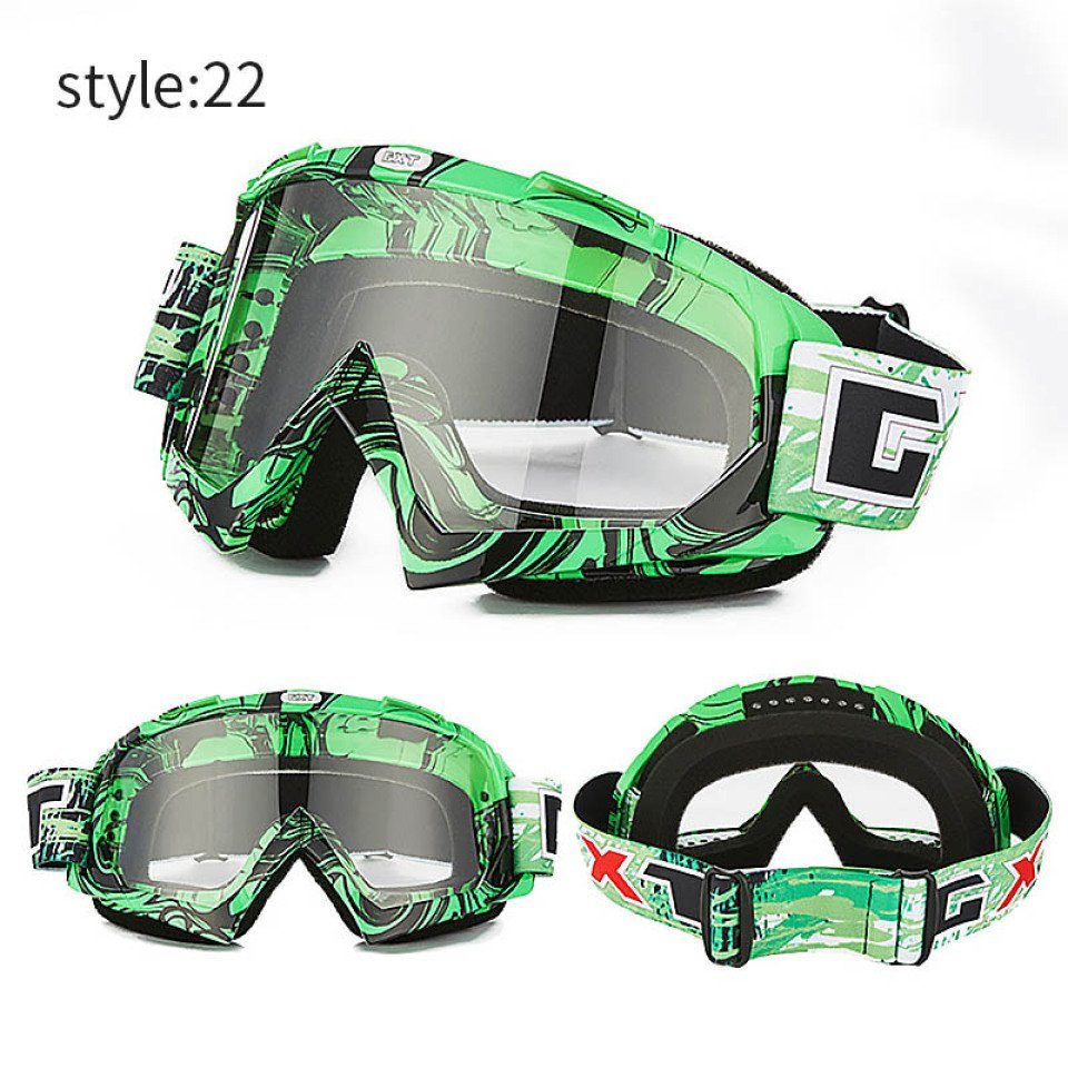 Blusmart Skibrille Motocross Brille ATV MTB DH Winddicht Skifahren Moto Bike Brille Glas 21