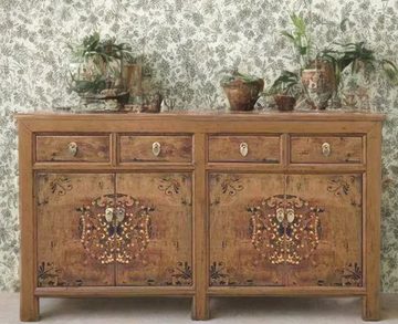 OPIUM OUTLET Sideboard Vintage Kommode Sideboard fernöstlich, Kommode Schrank Hochzeitsschrank Anrichte, chinesisch asiatisch orientalisch, Shabby-Chic Landhaus-Stil