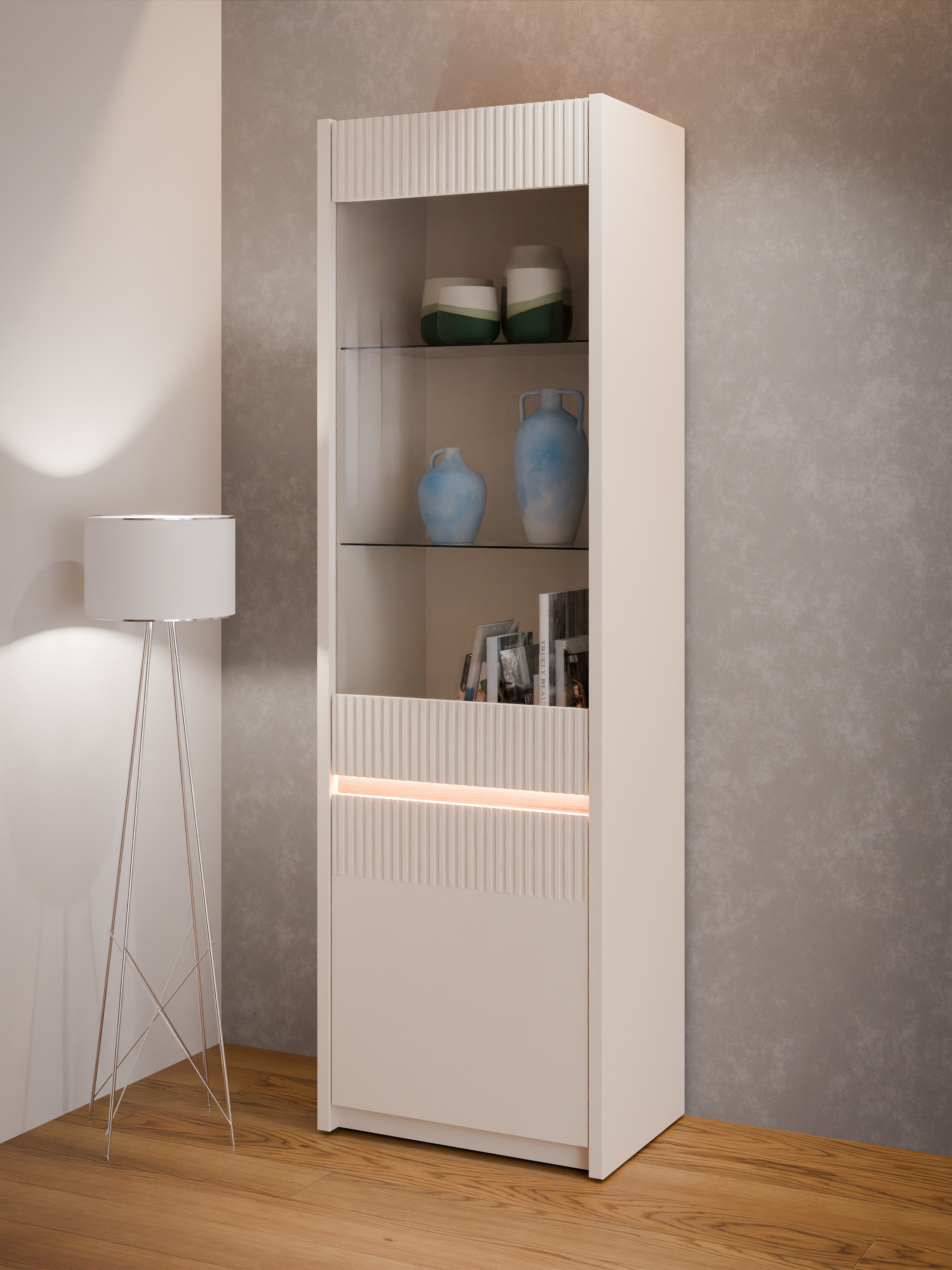 FORTE Vitrine "Oak Squere" Vitrine, Beleuchtung, Glastüre, grifflos günstig online kaufen