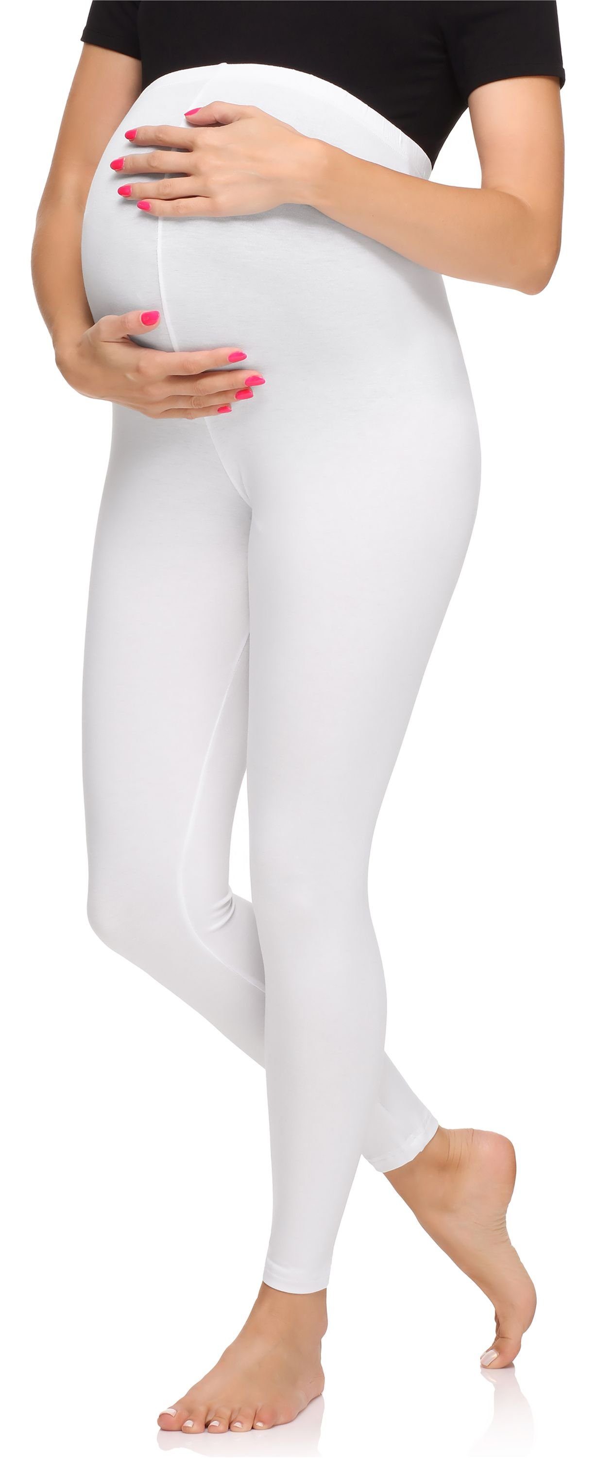 Damen aus Style Umstandsleggings Merry (1-tlg) Lange Weiß Bund Viskose elastischer MS10-297 Umstandsleggings