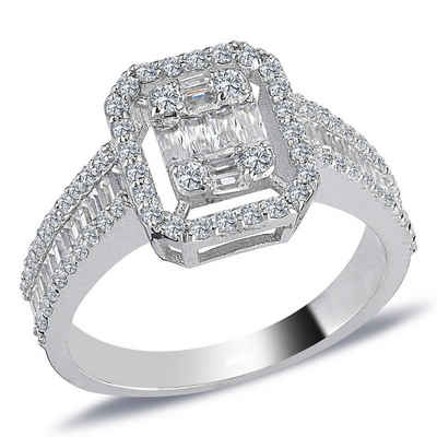 EinStein Diamant Diamantring »1,14 Carat Damenring mit Diamanten in Baguette-Schliff«, Rubin, Diamantring, Damenring, Unbehandelter Diamant, Brillant-Schliff