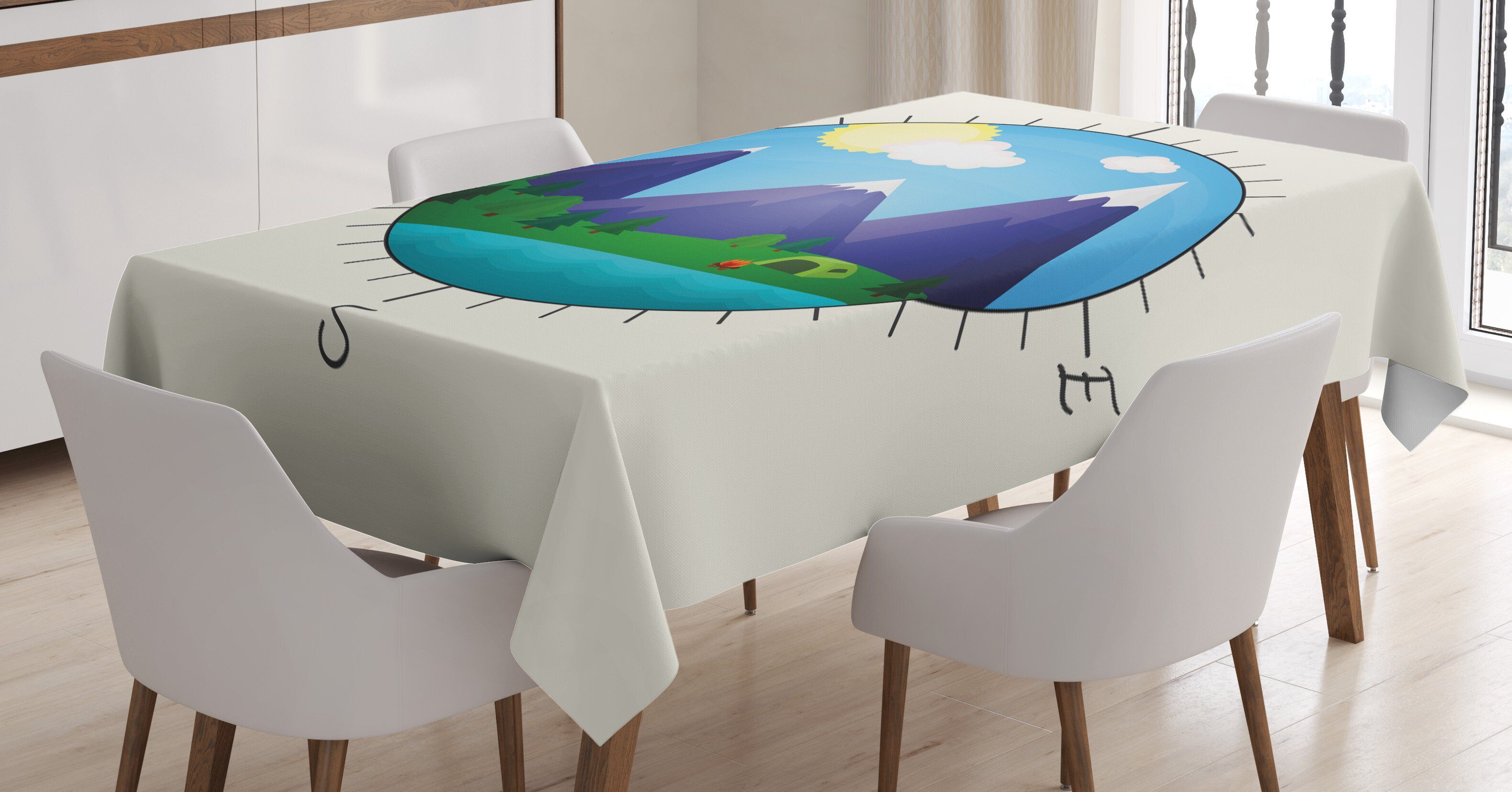 Abakuhaus Tischdecke Farbfest Waschbar Für den Außen Bereich geeignet Klare Farben, Reise Abenteuerliche Kompass-Entwurf