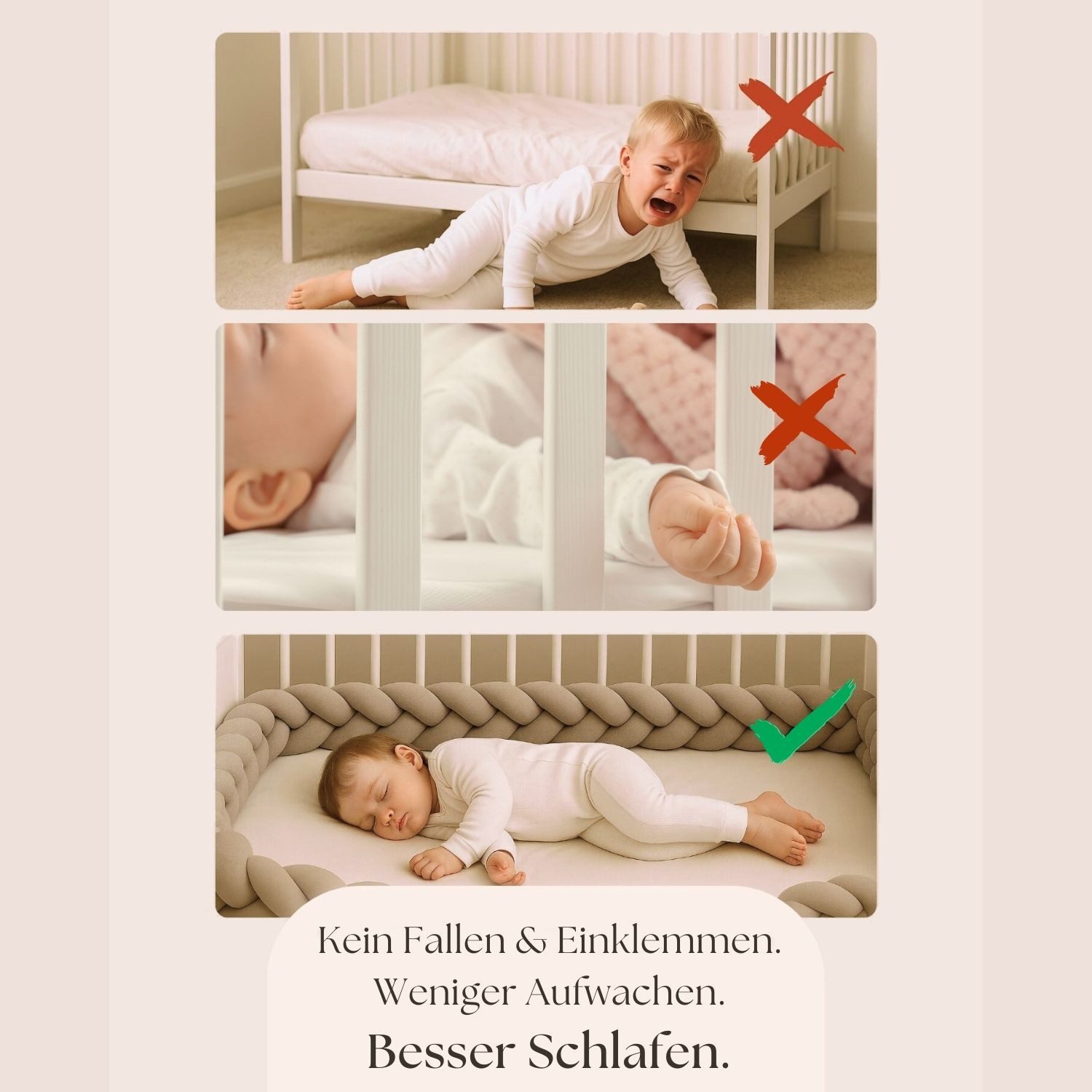 Nordic Coast Company Nestchenschlange XXL Bettschlange geflochten, Baby-Bettumrandung - Fallschutz, (Vielseitig für Babybetten, Kinder- u. Jugendbetten), höher, als andere Modelle und mitwachsend für jedes Alter