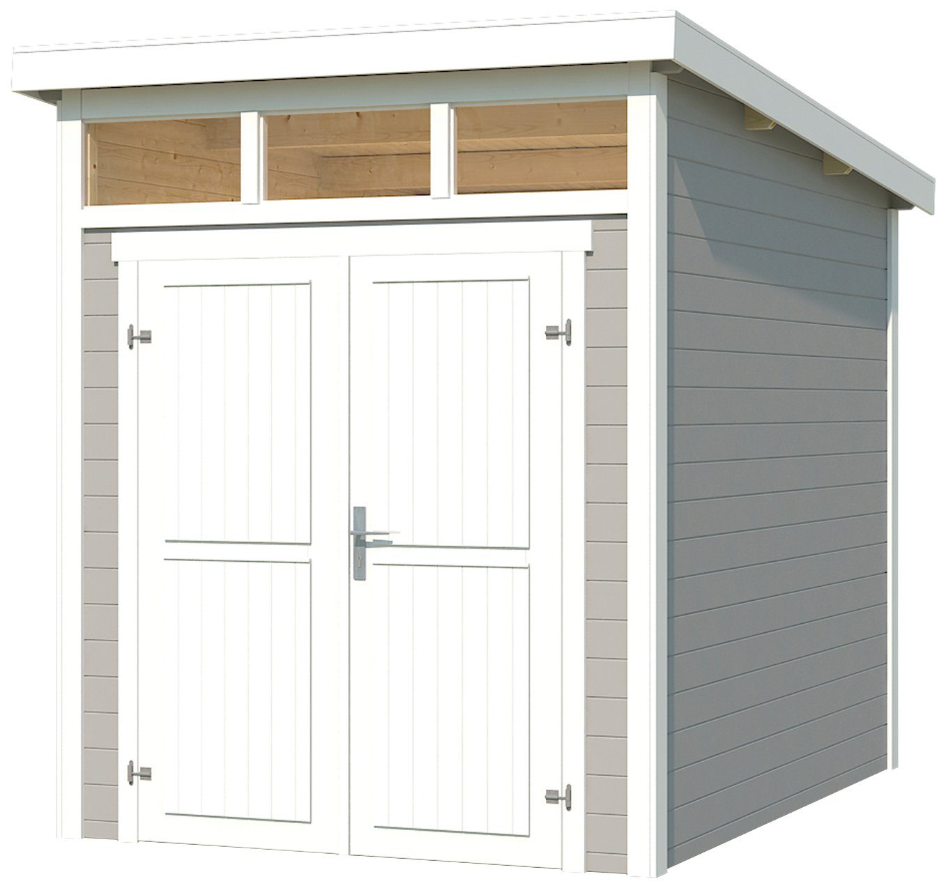 Nordic Holz Gartenhaus Kibo 2, BxT: 200x275 cm, Blockbohlenhaus 28mm, Fundamentmass 2000x2500, Lichtgrau