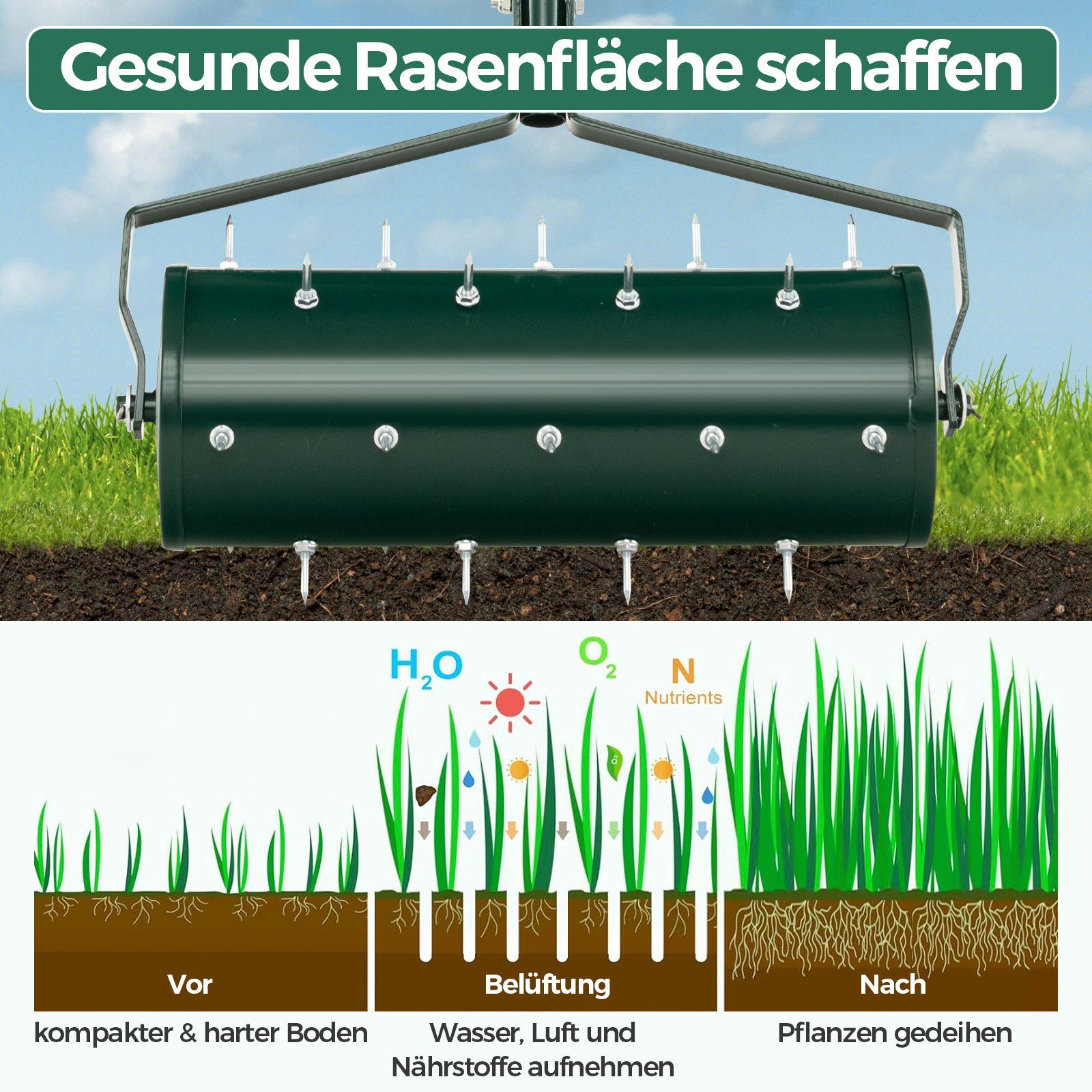 COSTWAY Rasenlüfter, 44 cm Arbeitsbreite, (1-tlg), günstig online kaufen