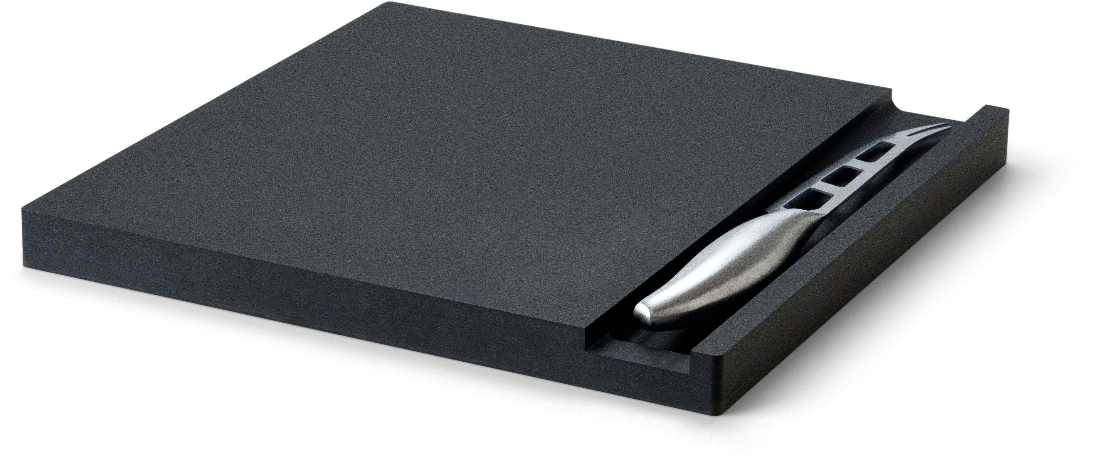 Continenta Käsebrett mit Messer, Duracore schwarz, Zellulosefaser, (Set, 2-St., Brett & Käsemesser), hochwertige Verarbeitung, inkl. Käsemesser