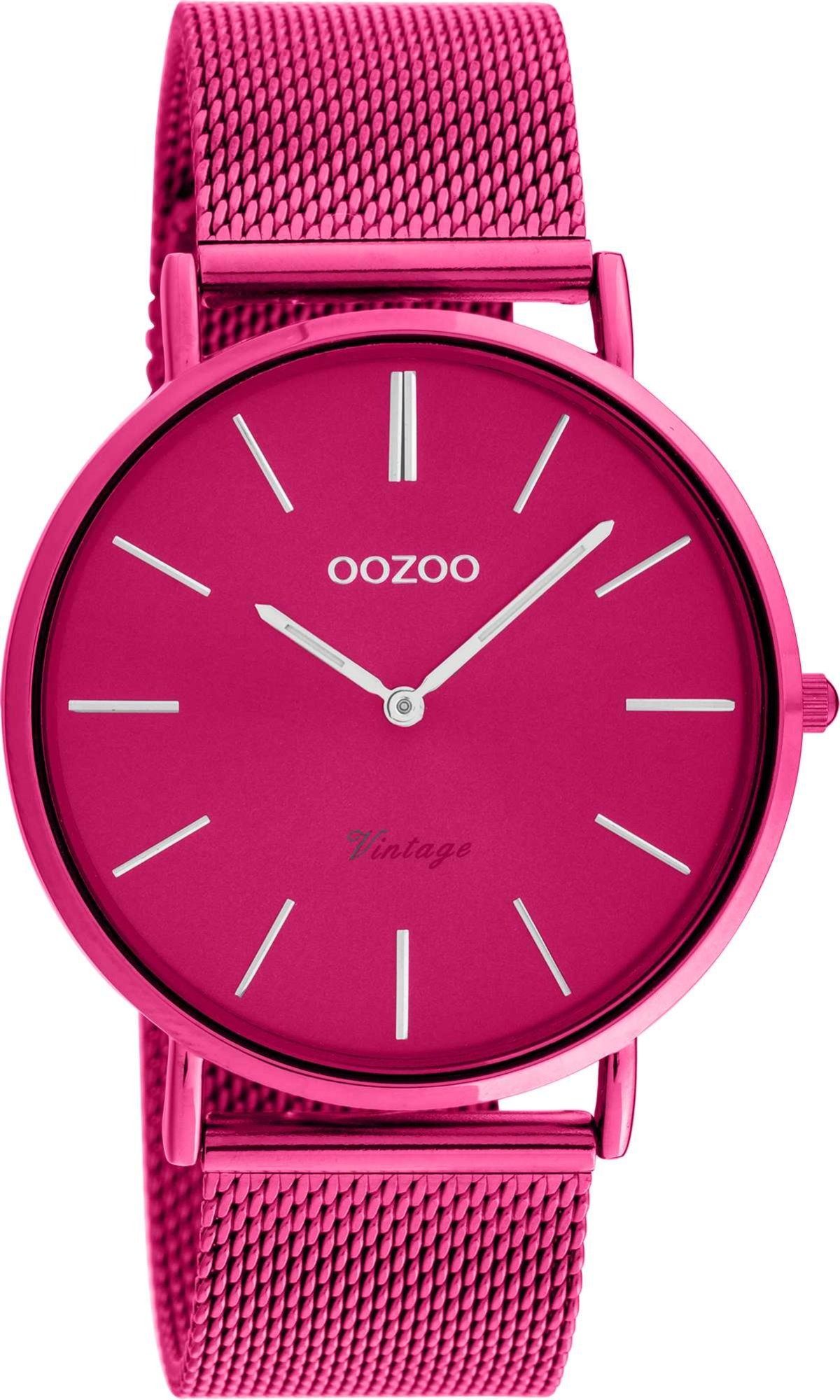 OOZOO Quarzuhr Vintage Damenuhr C20275 Pink Milanaiseband 40 mm