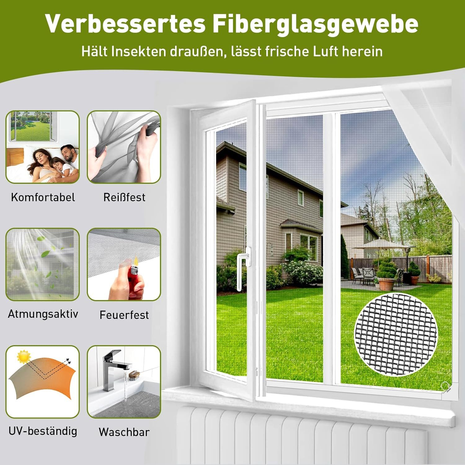 FELIXLEO Fliegengitter-Gewebe Fliegengitter Fenster Magnet 120x130cm Ohne Bohren Zuschneidbar, (1-St)