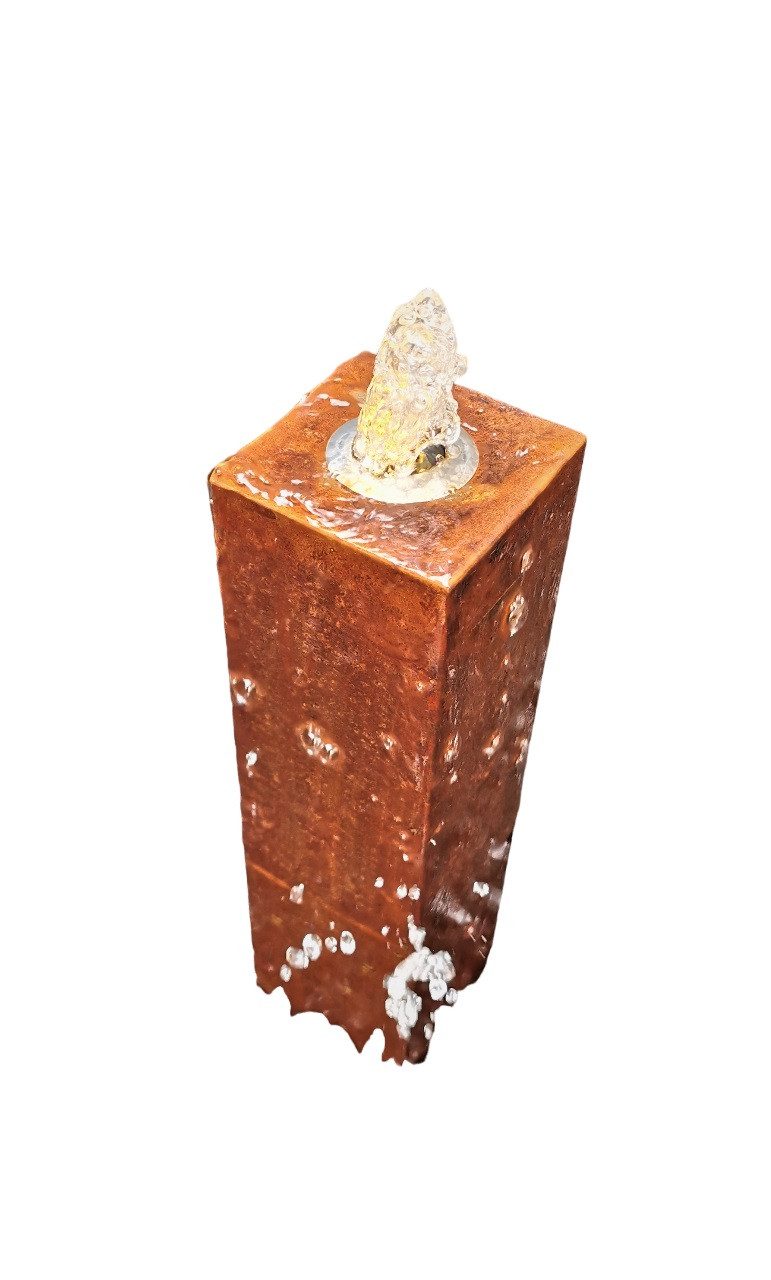 Jürgen Bocker - Gartenambiente Gartenbrunnen Säulenbrunnen eckig 10/10 cm Cortenstahl Höhe 40-100 cm LED Garten