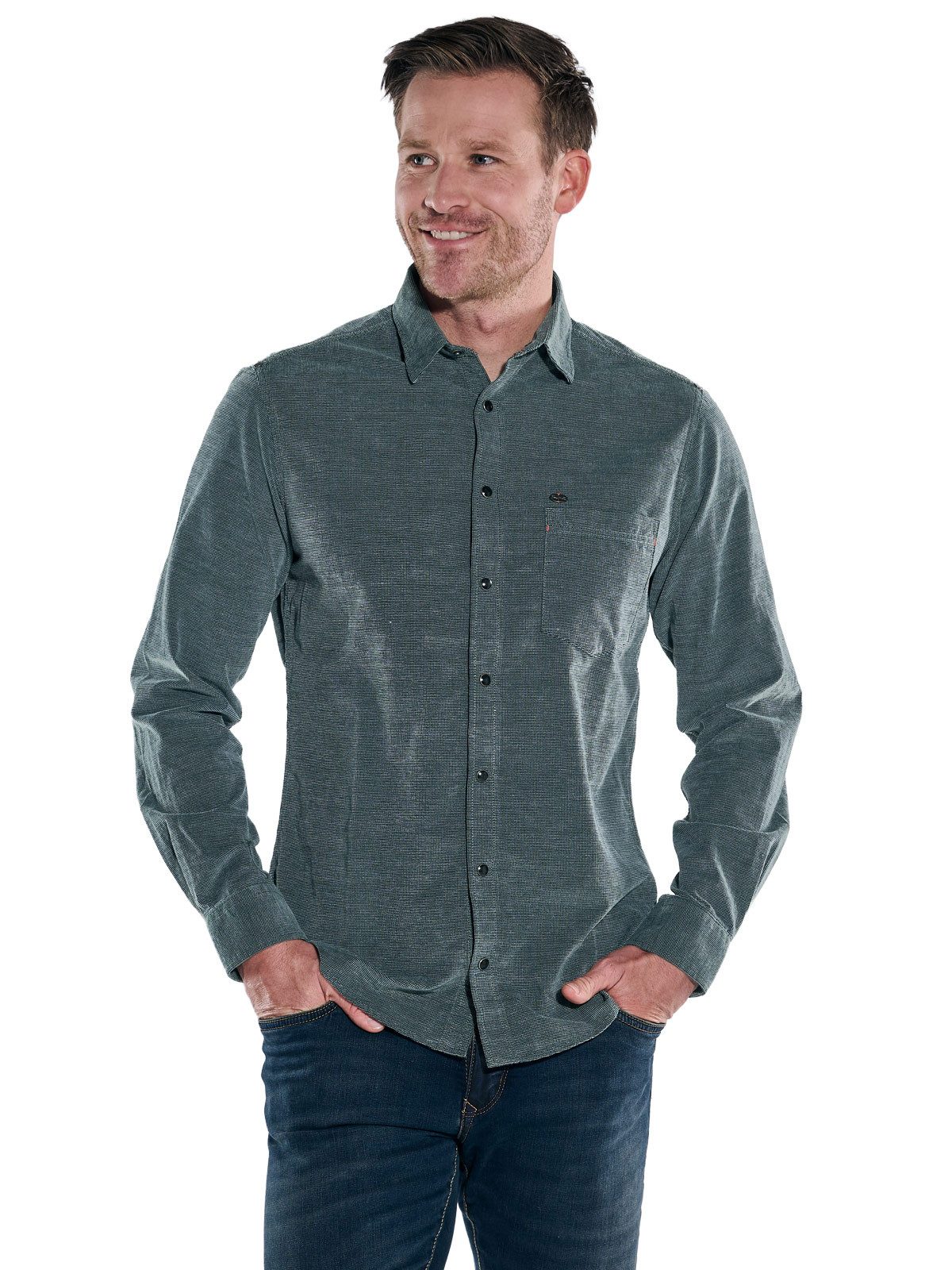 Engbers Langarmhemd engbers Herren Cordhemd, Dunkelgruen