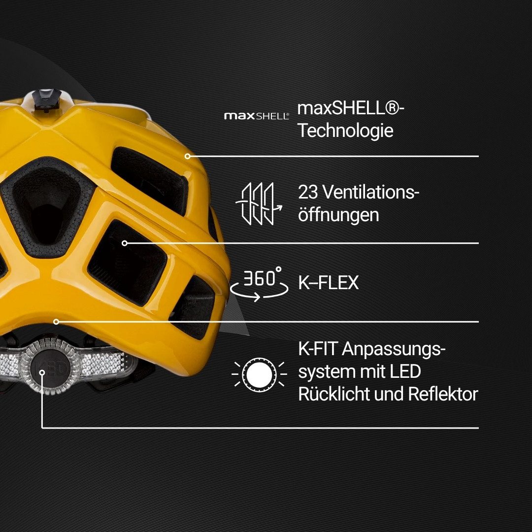 KED Mountainbikehelm Crom Fahrradhelm, Mit LED Rücklicht, FIDLOCK Verschluss, Insektenschutznetz