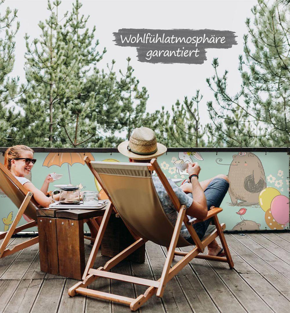 Thumbnail - MyMaxxi Sichtschutzelement Balkonbanner Hasenparty Balkon Sichtschutz Garten, (Bambus grün)
