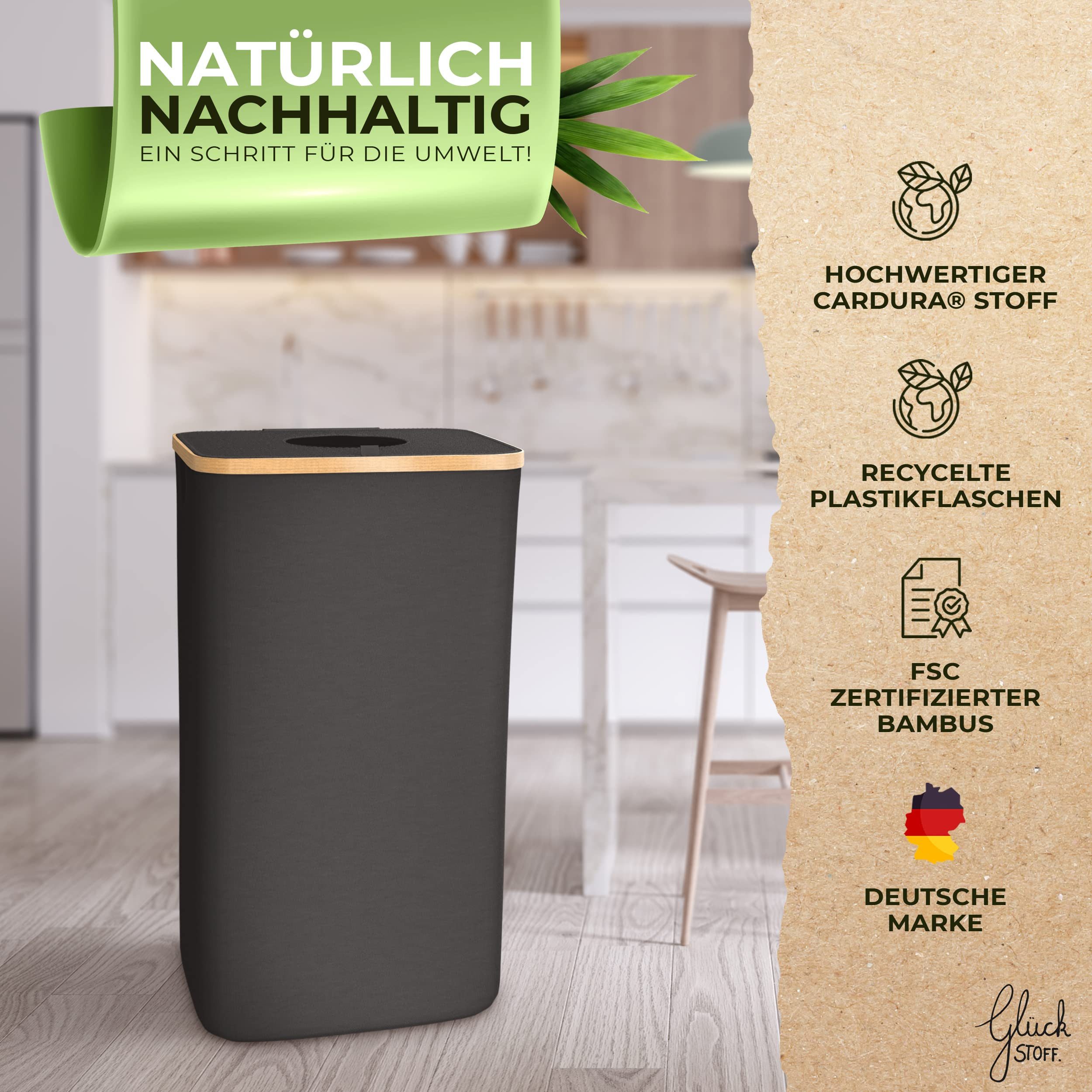 Glückstoff Müllsackständer Pfandflaschen Sammelbehälter [INKL. TRAGETASCHE] 100 Liter, Flaschensammler Leergut - PET Flaschen Pfandbehälter - Flaschensammler