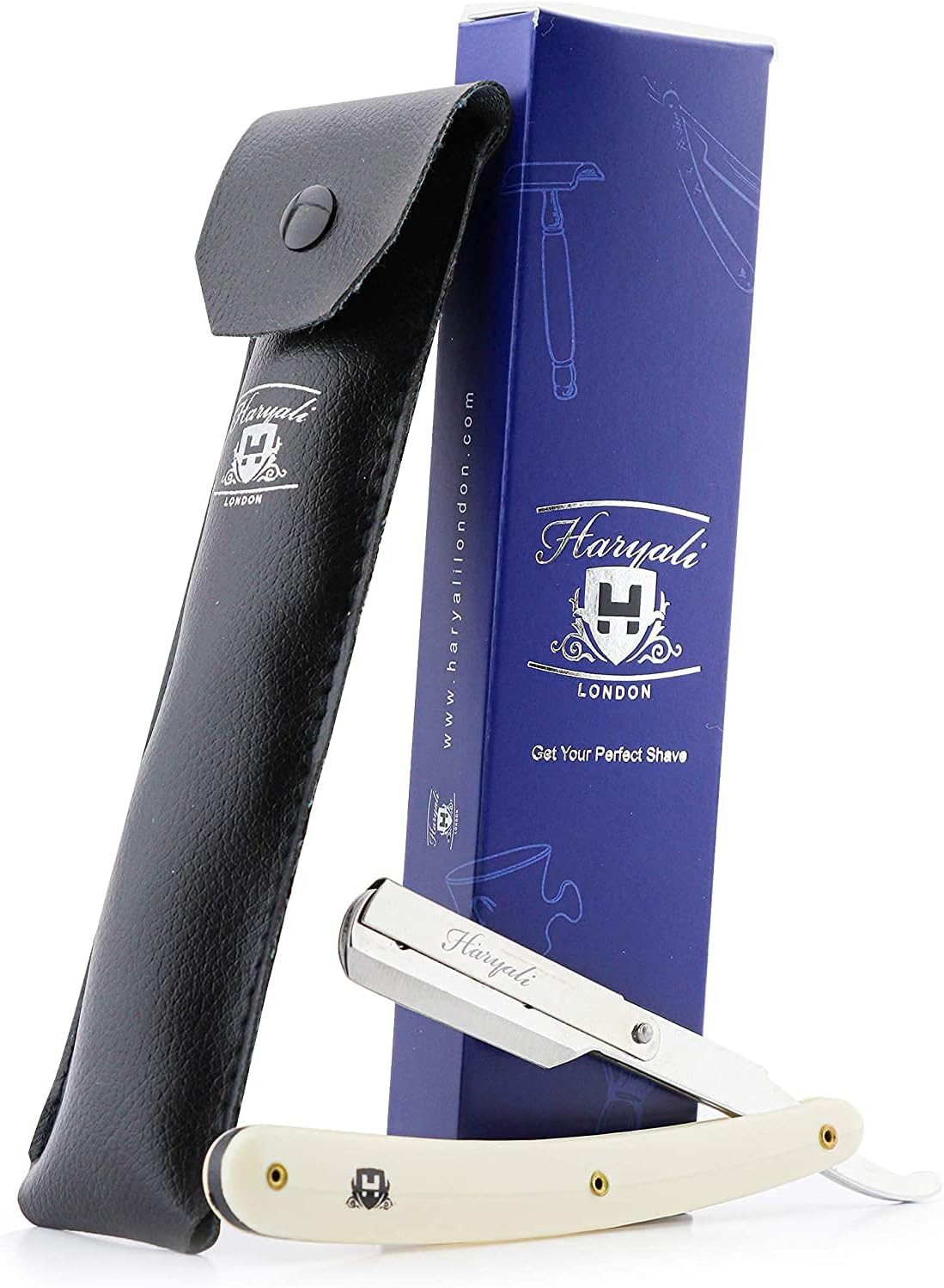 Haryali London Rasiermesser Professionelles Friseur-Rasiermesser gerader Klinge und Kunststoffgrif, facial razor, piece, einzelne, einseitig geschliffene Klinge im Klappgriff