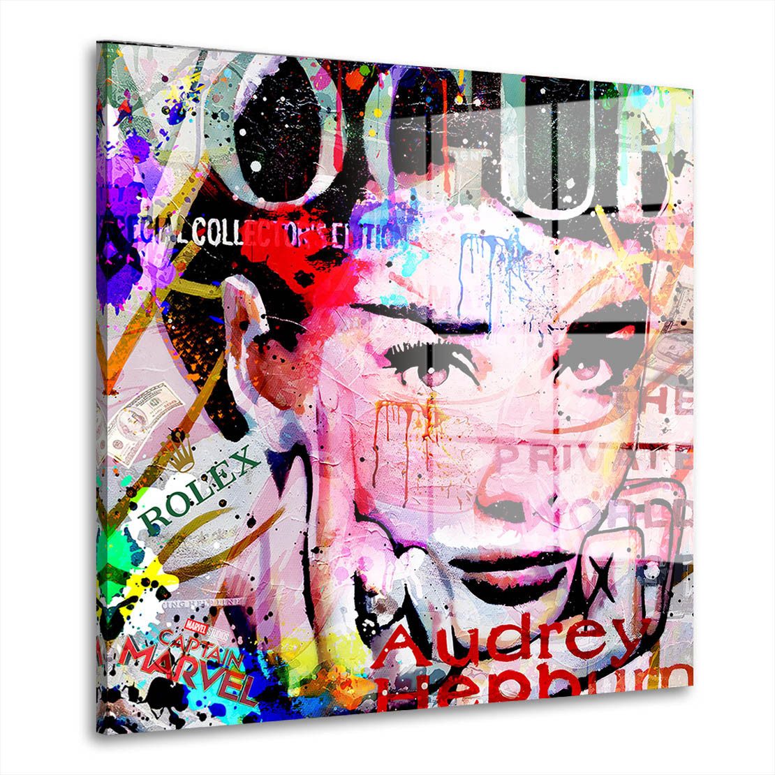 Acrylglasbild Pop Art Colour Audrey Acrylglas Wandbild Bild Wanddeko Wohnzimmer XL