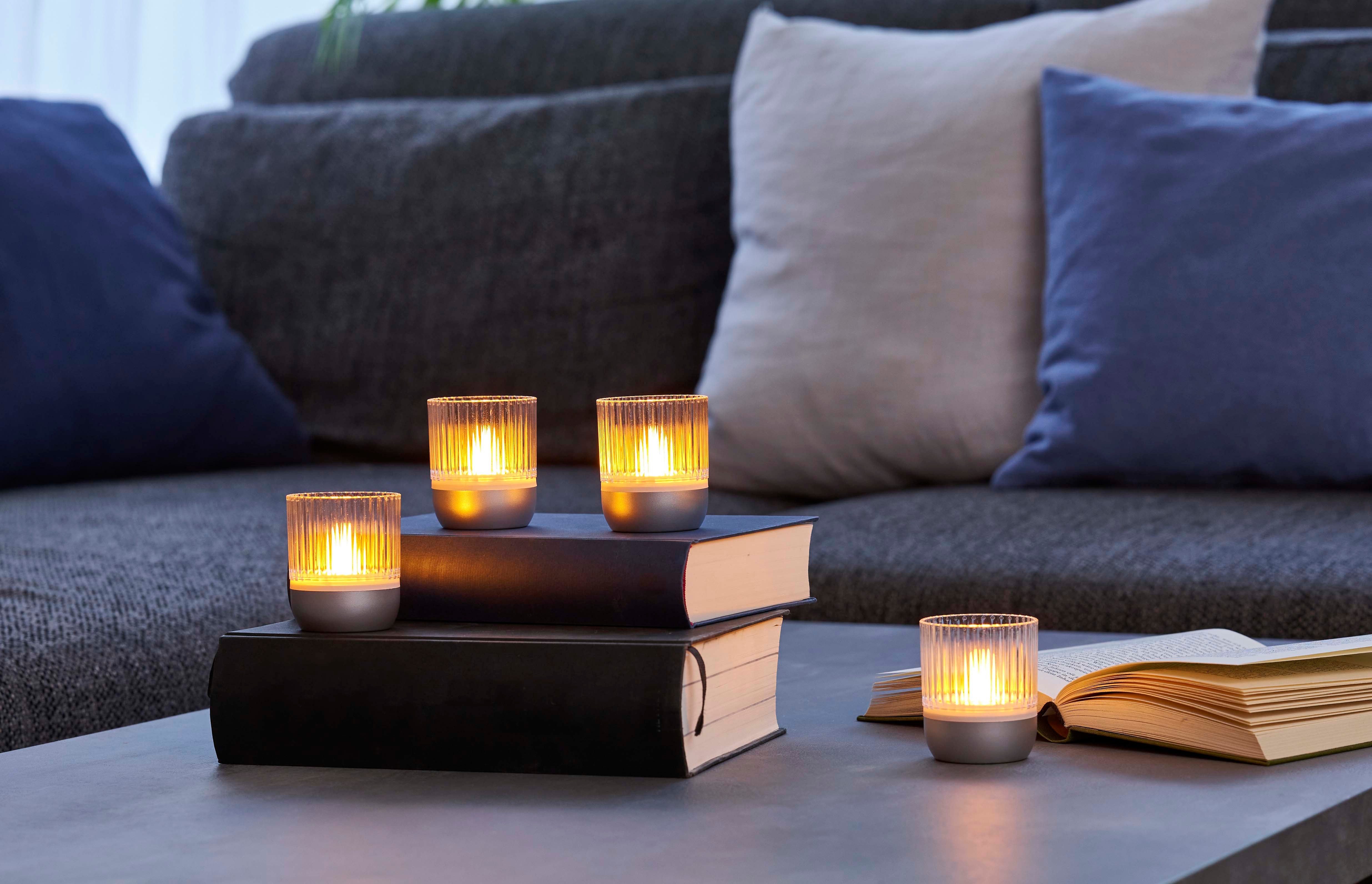 Northpoint LED Dekolicht LED Akku Lounge Lights 4er-Set Touchsensor Innen Außen RGBW