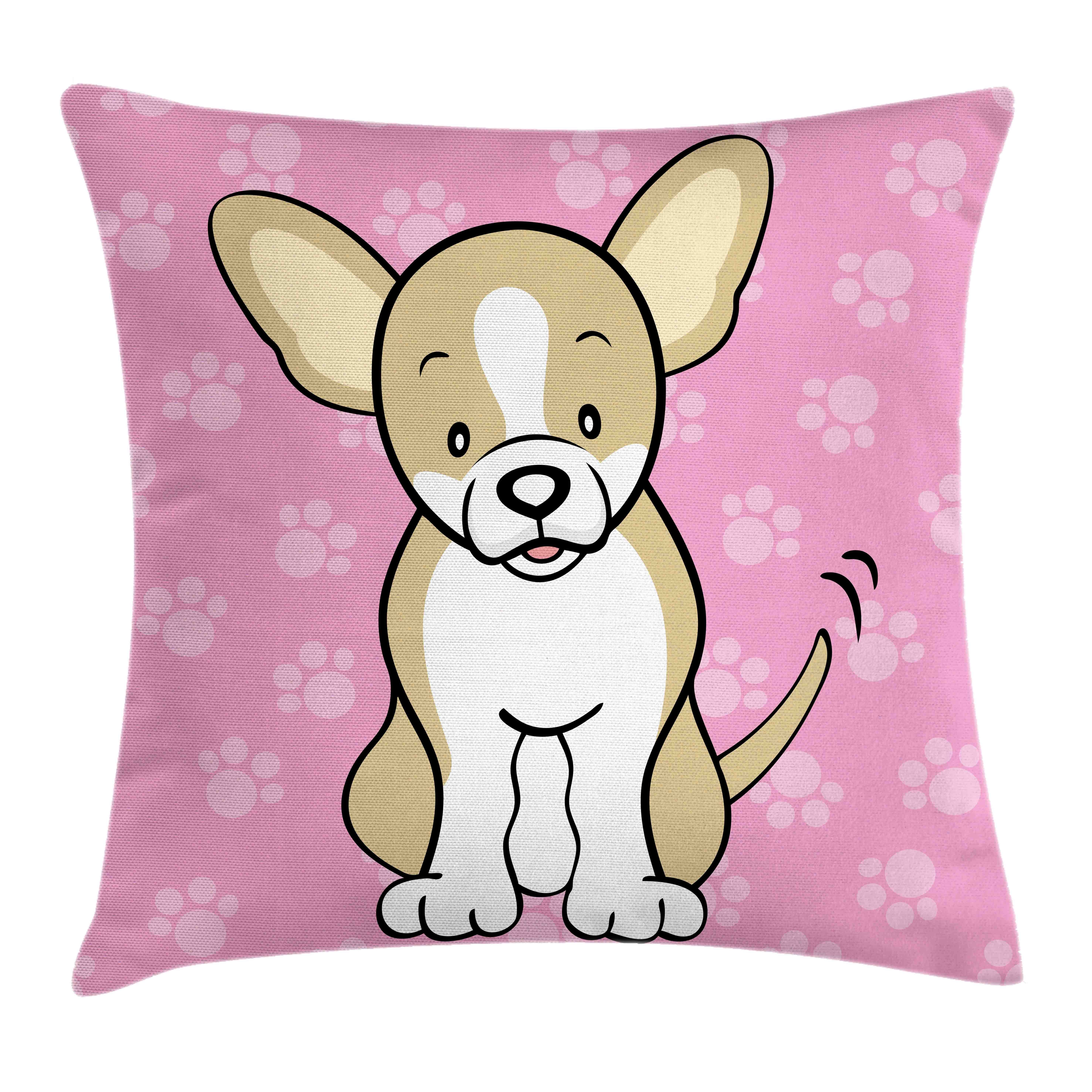 Kissenbezüge Waschbar mit Reißverschluss Kissenhülle mit Farbfesten Klaren Farben Beidseitiger Druck, Abakuhaus (1 Stück), Chihuahua Cartoon-Hund