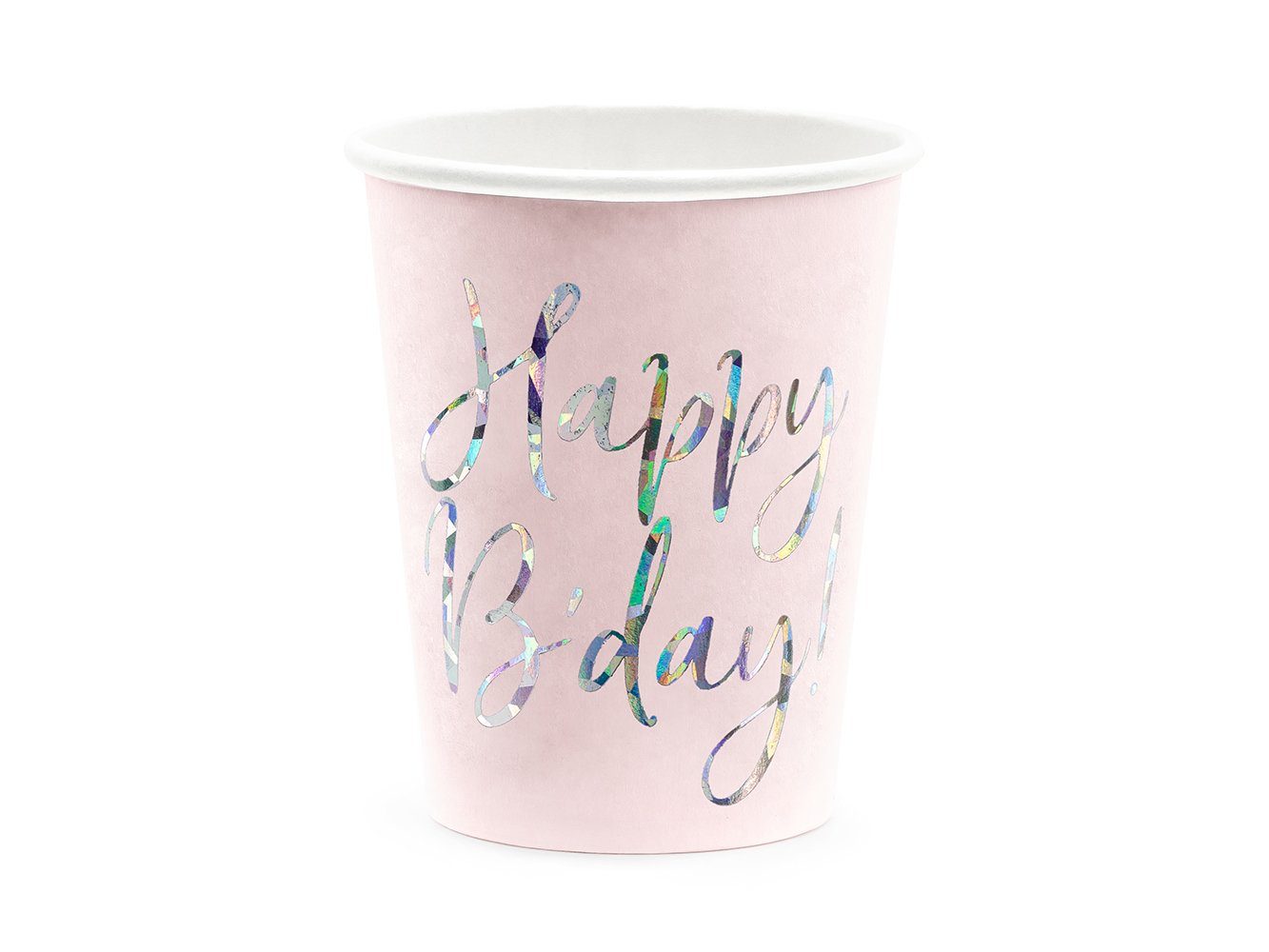 partydeco Одноразовая чашка, Papier, Pappbecher Happy B'day! 220ml rosa 6er Set