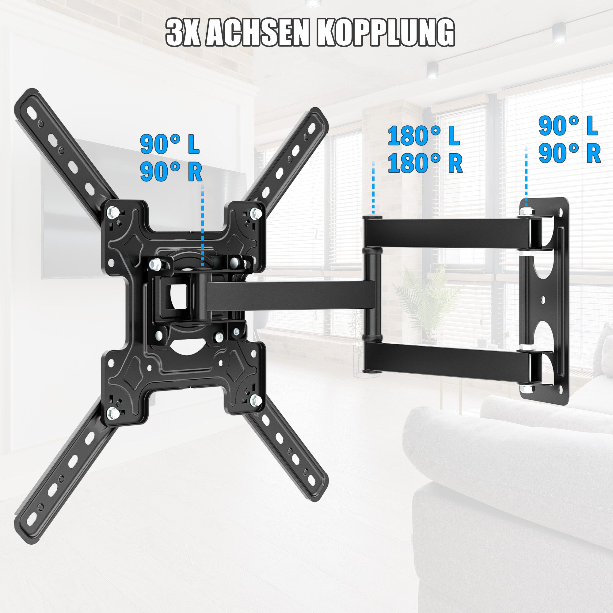 muchen TV-Wandhalterung TV Wandhalterung für 32-55zoll Fernseher Schwenkbar Neigbar Wandhalter, (bis 55 Zoll, Für Fernseher 55 50 43 40 32 26 Zoll bis zu 30 kg, Für TCL LG SAMSUNG TOSHIBA PHILIPS HISENSE Fernseher)