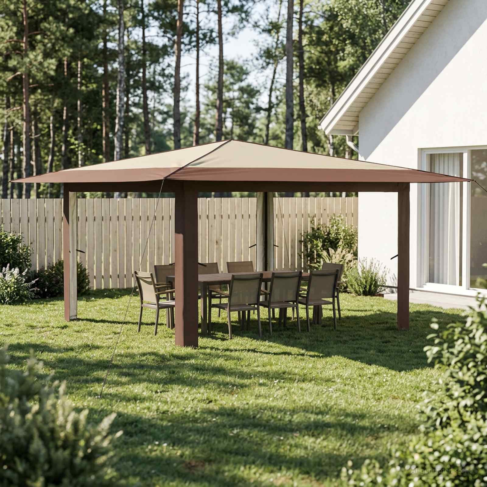 vidaXL Partyzelt Pavillon ohne Seitenwand 4 x 4 m Creme und Braun